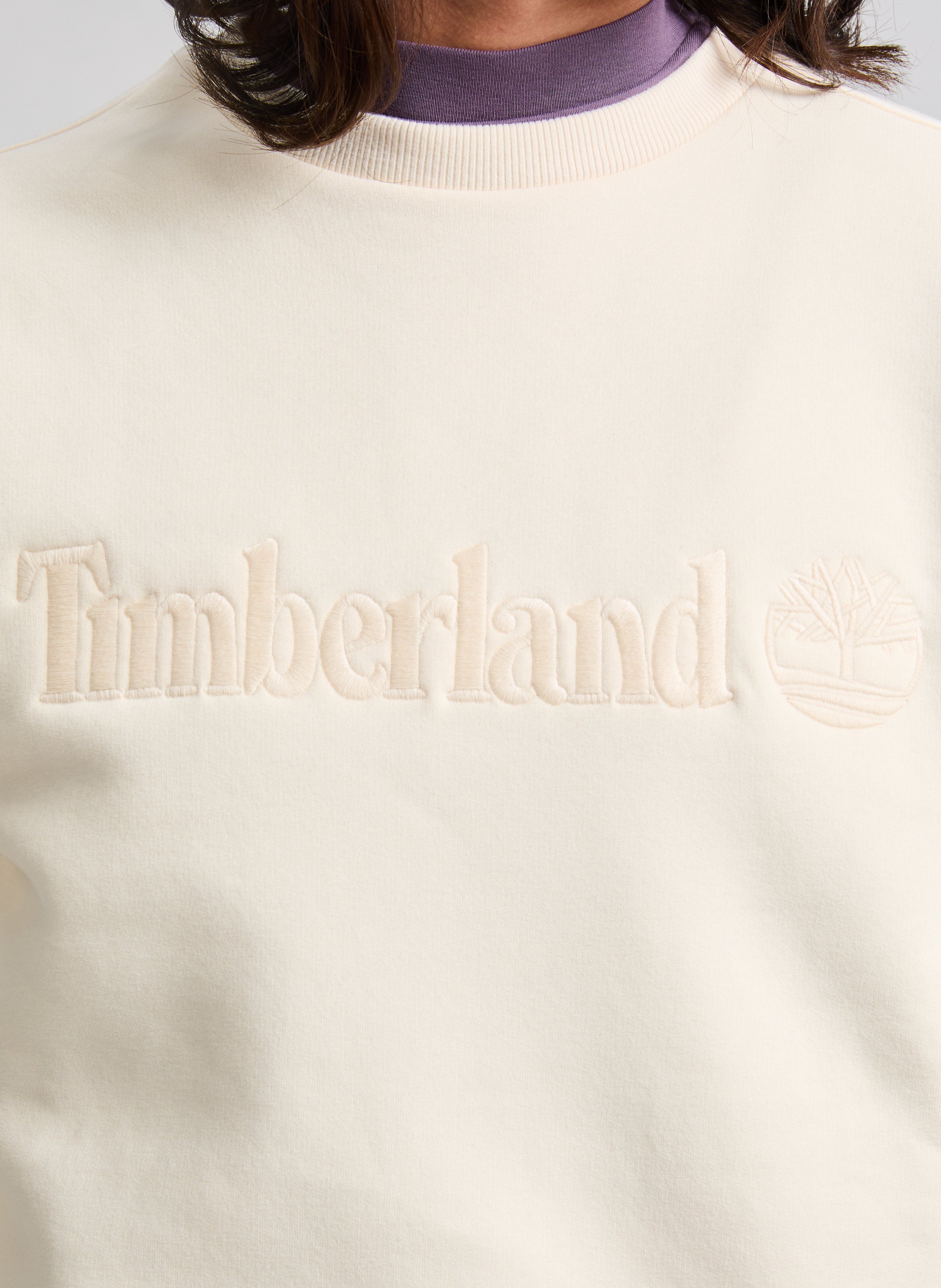 Sweat droit brodé en coton TIMBERLAND Blanc