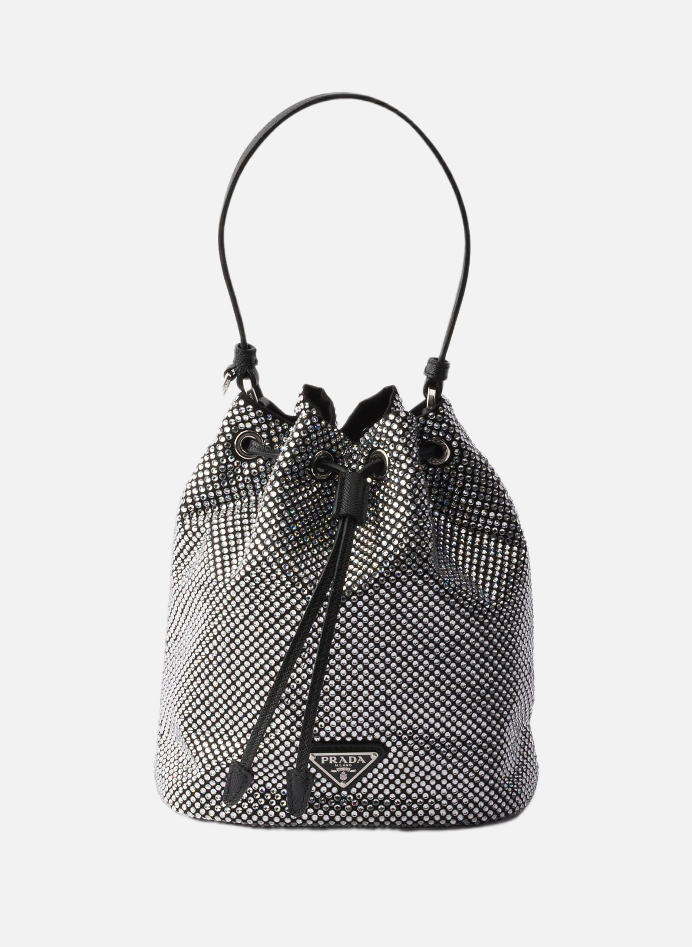 Mini sac en satin à cristaux PRADA Argent