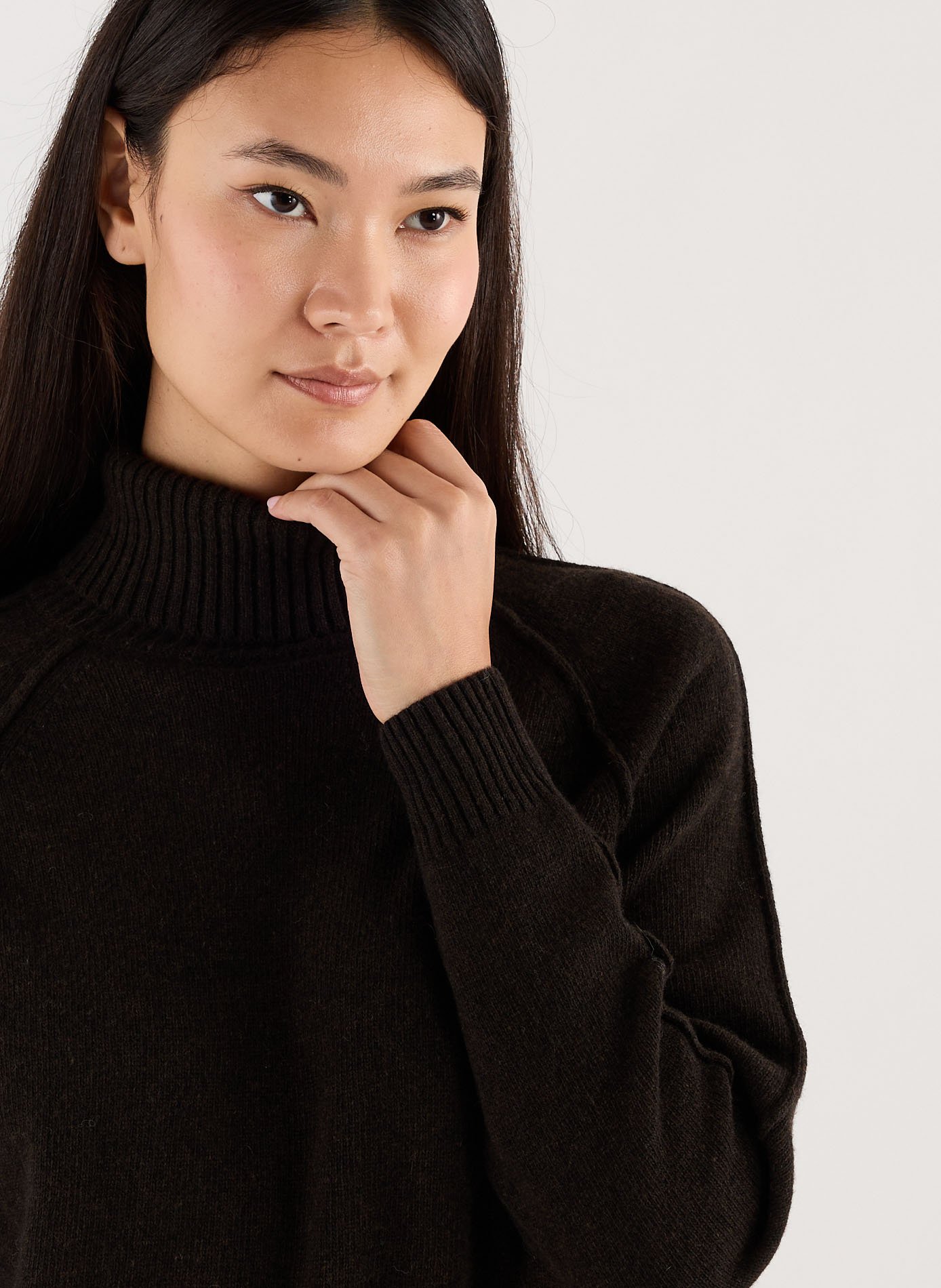 Pull col roulé en laine mélangée SAISON 1865 Marron