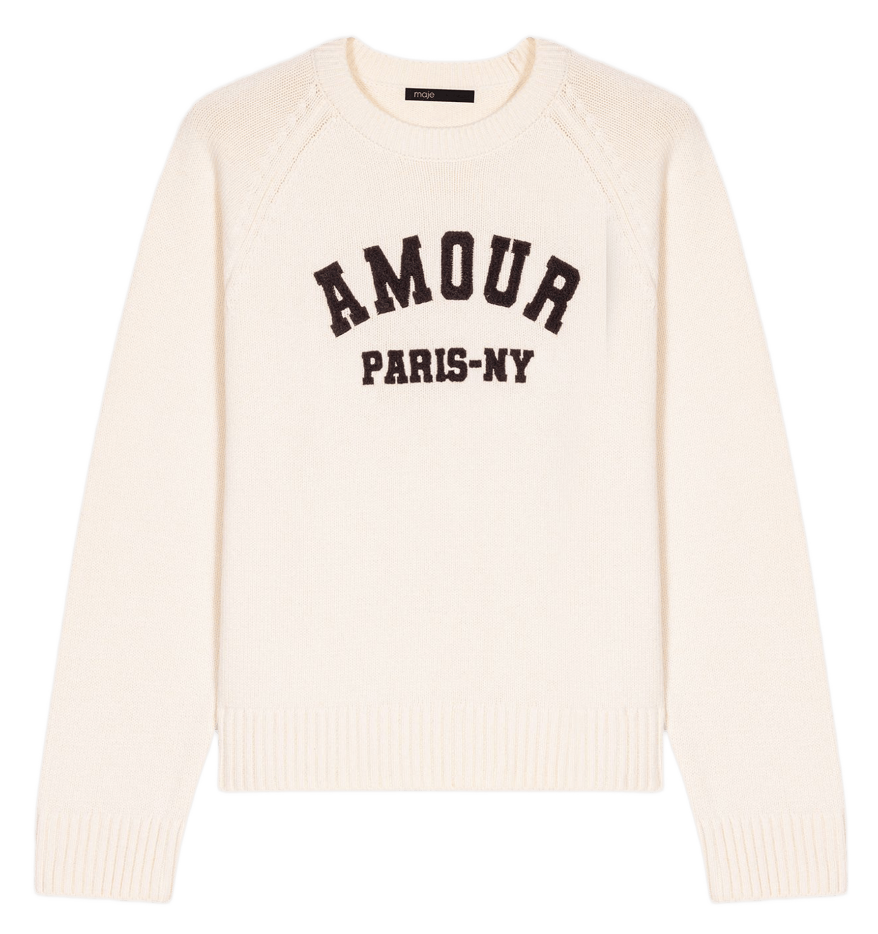 Sweat col rond en laine mélangée MAJE Beige