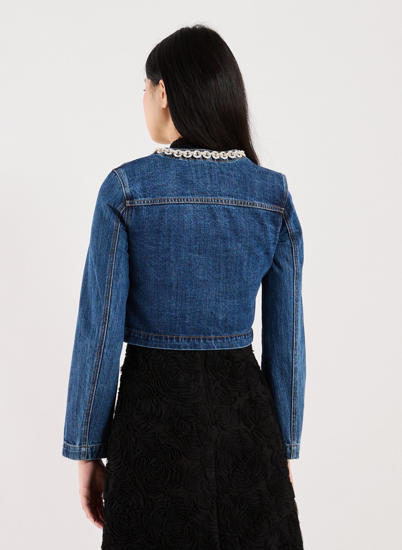 Cropped denim jacket SELF PORTRAIT Blue
