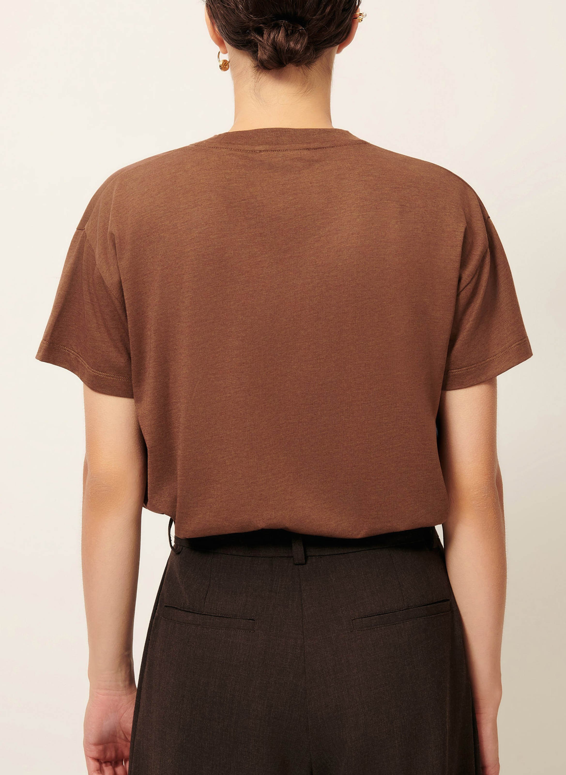 Tee-shirt oversize col rond too SESSUN Marron