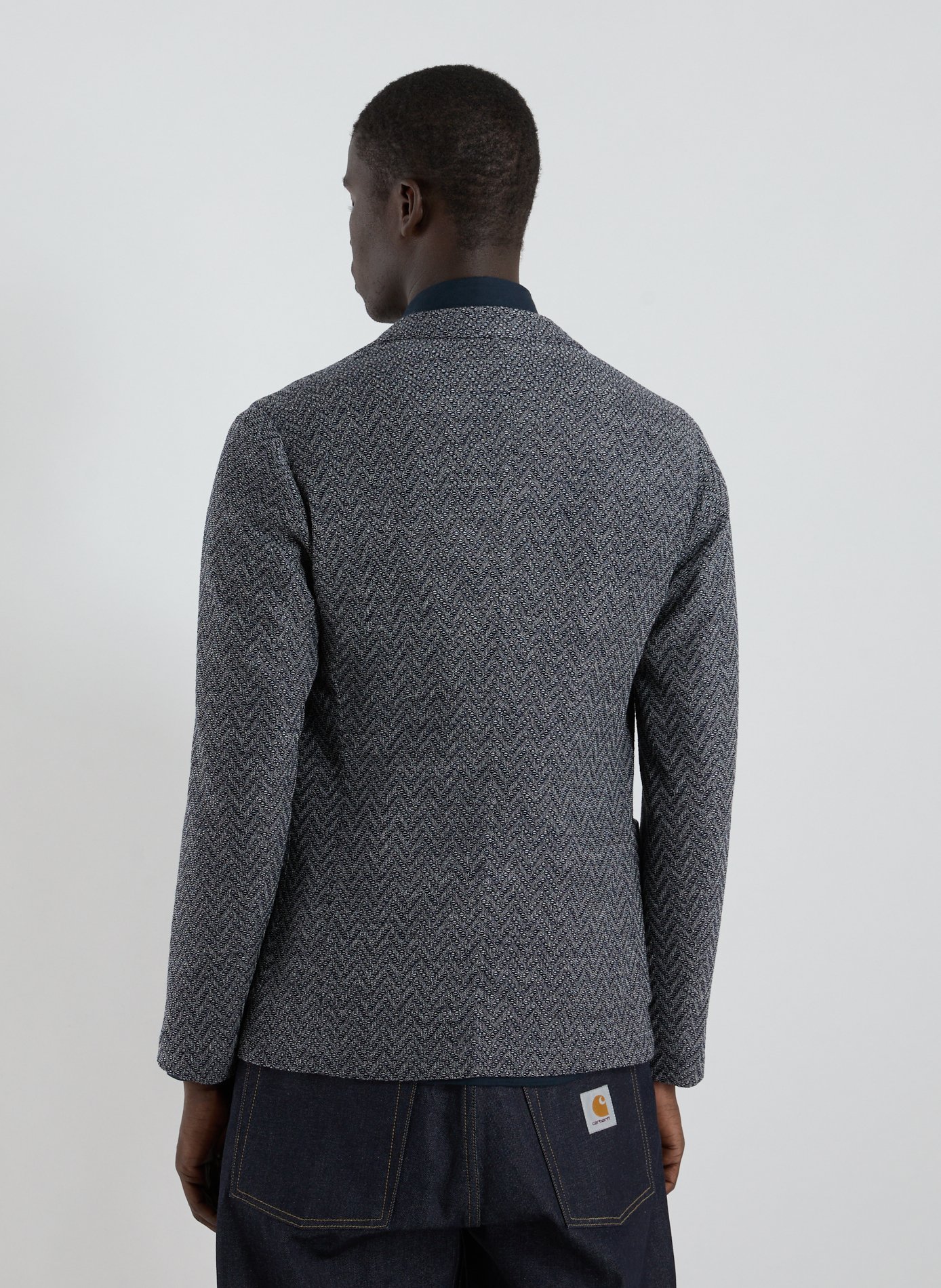 Straight wool herringbone jacket EMPORIO ARMANI Blue