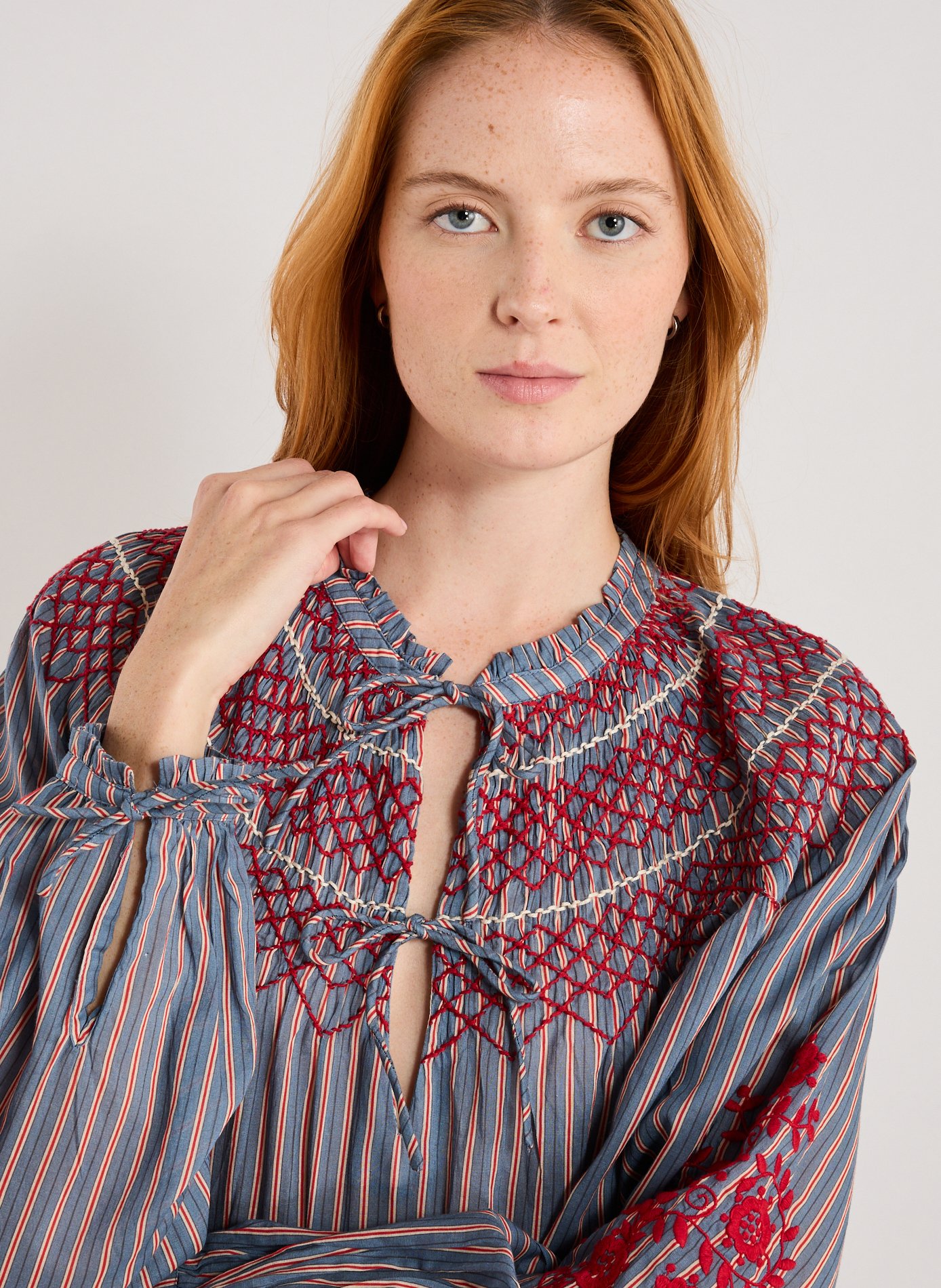 Blouse ample brodée en coton LOUISE MISHA Multicolore