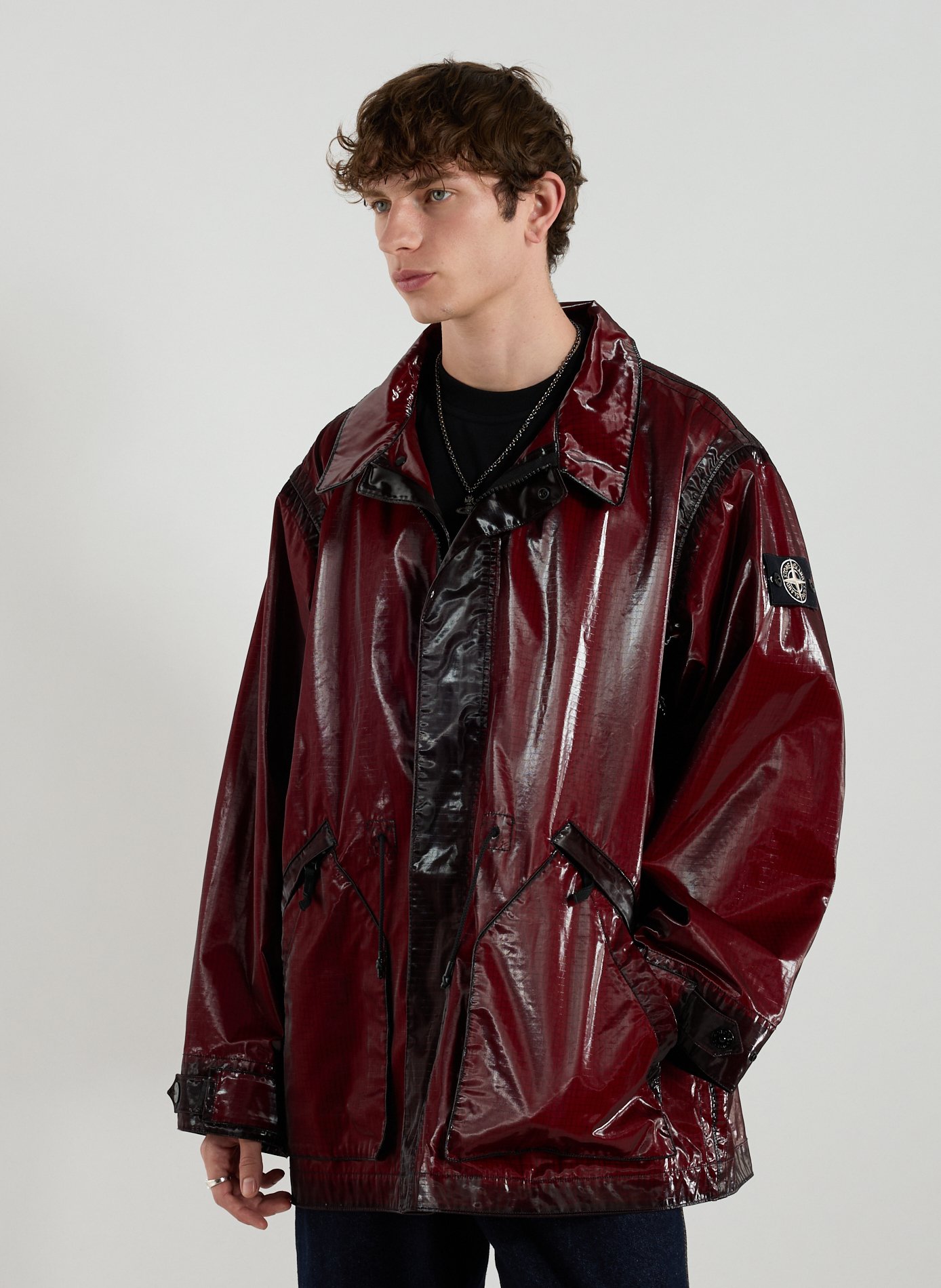 Prismatico Uneven Ripstop Hooded Parka STONE ISLAND Red