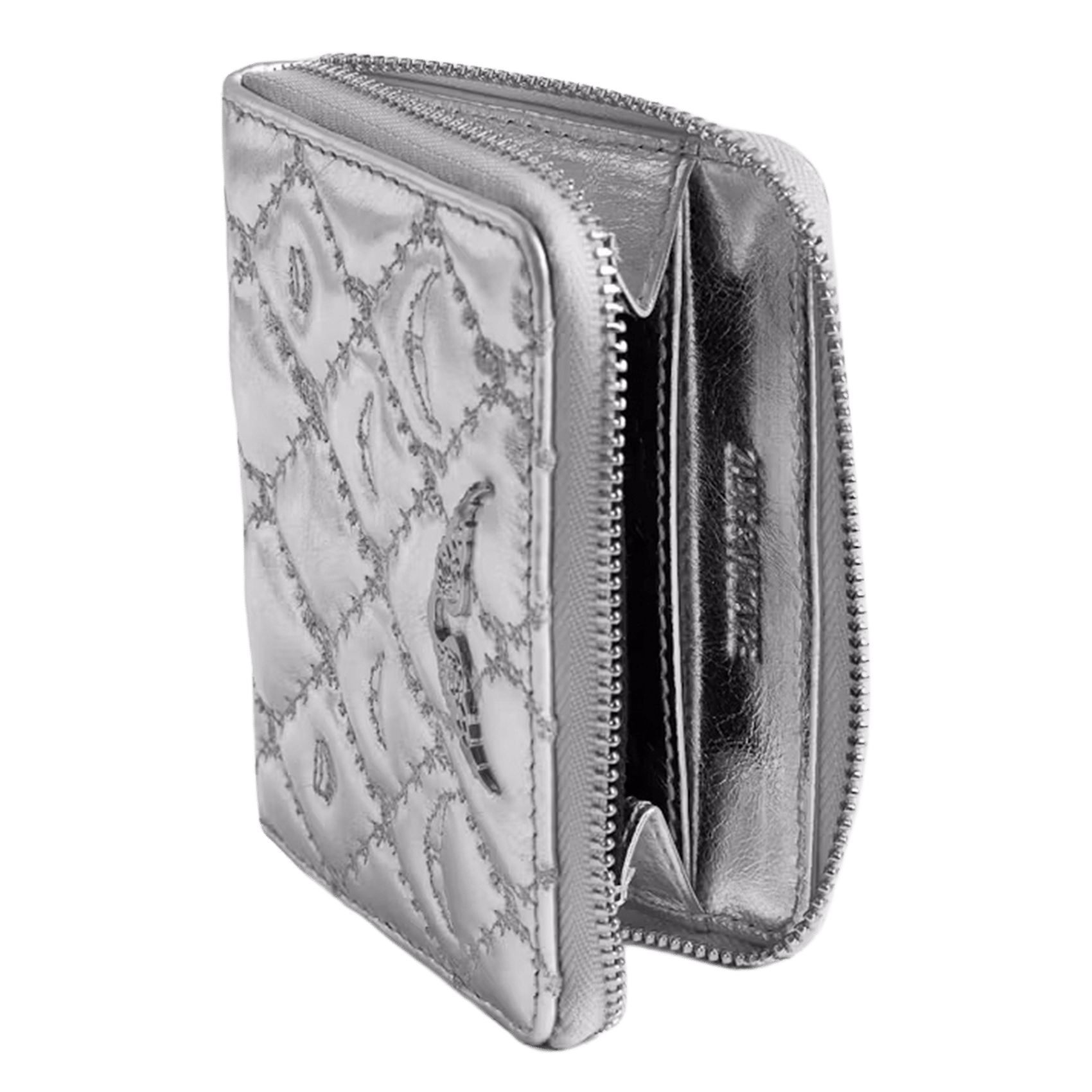Porte-monnaie en cuir métallisé mini zv ZADIG&VOLTAIRE Gris
