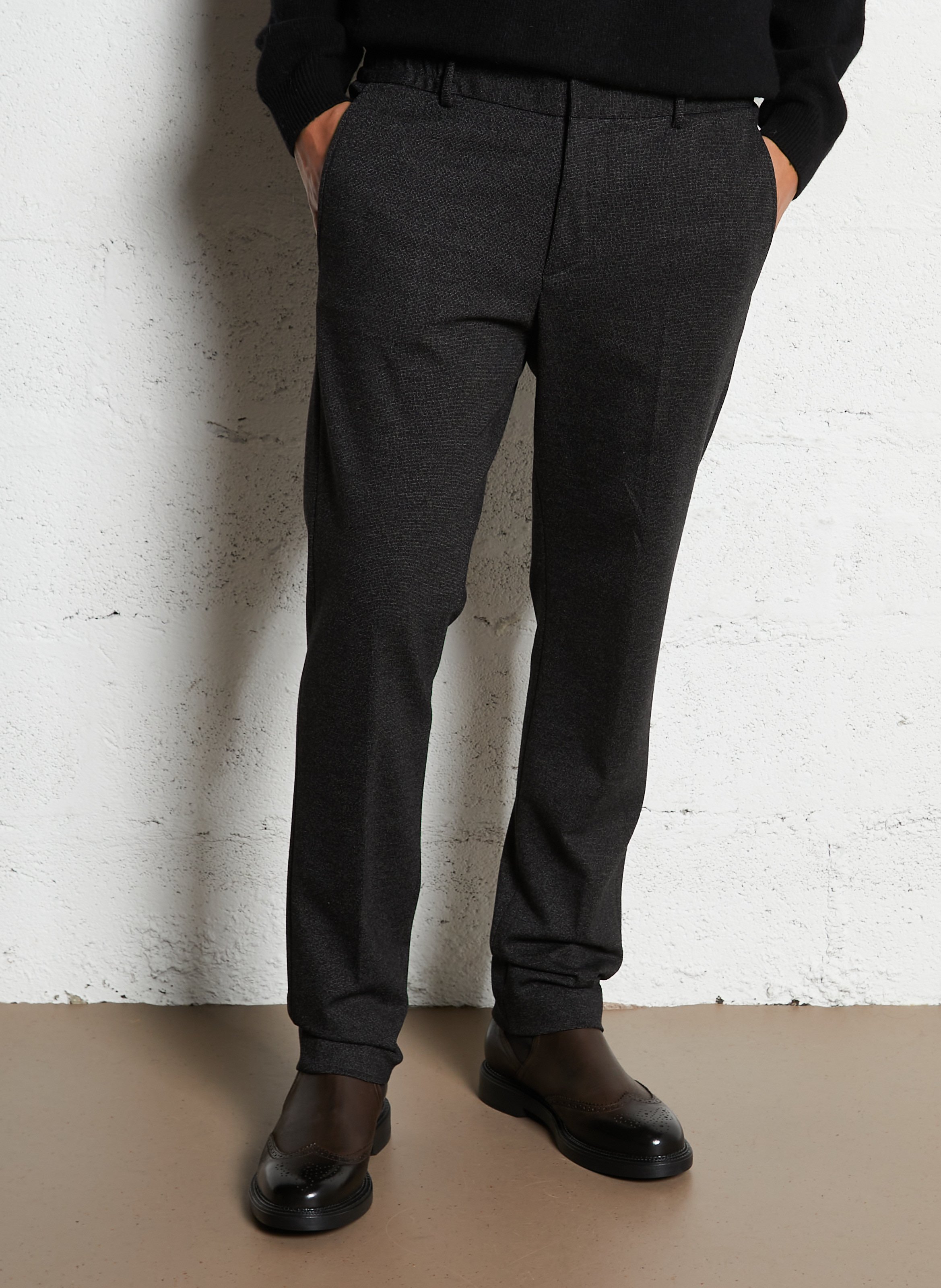 Pantalon slim casual chiné IKKS Noir