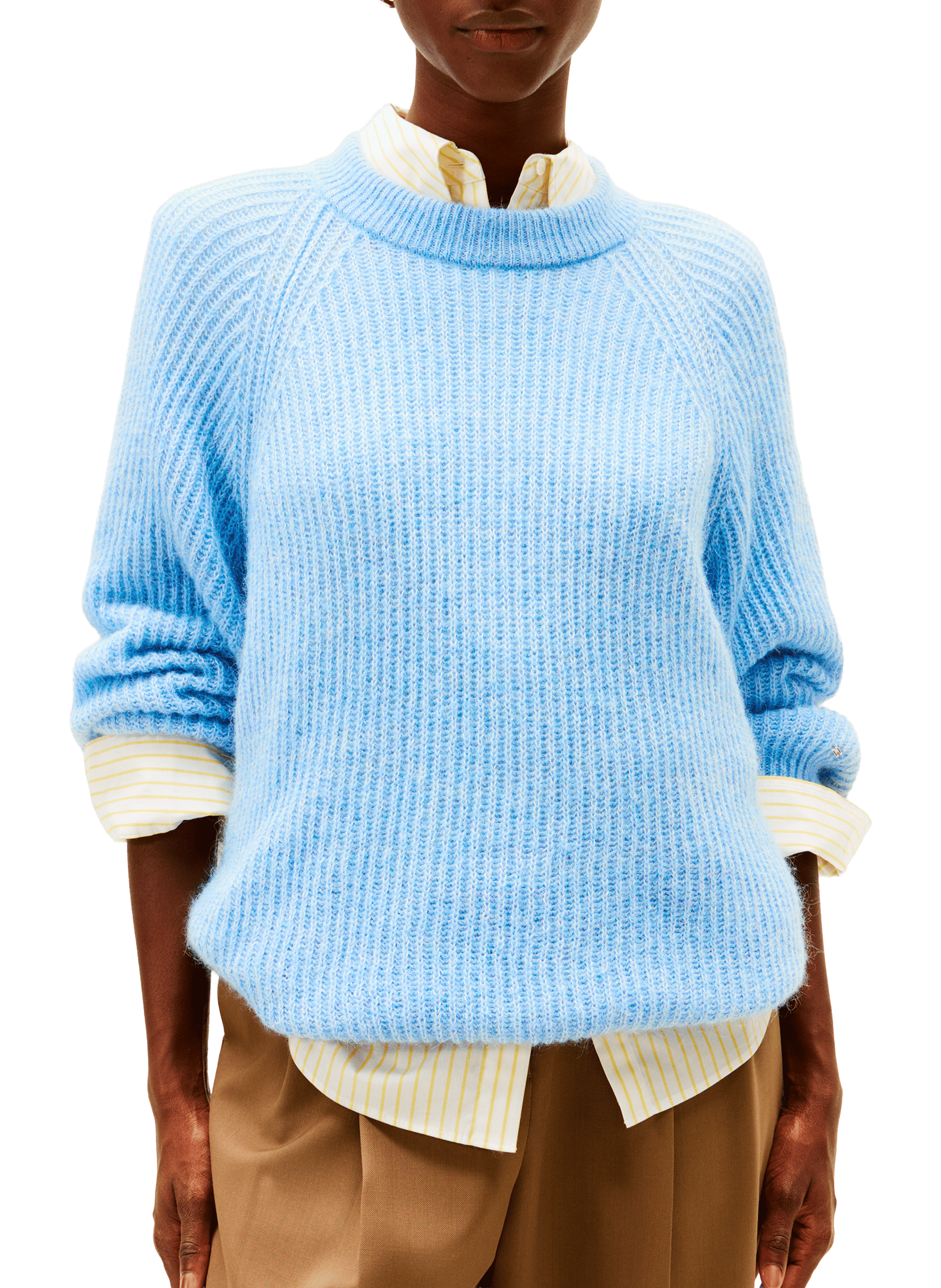 Pull col rond ample en alpaga mélangé TOMMY HILFIGER Bleu