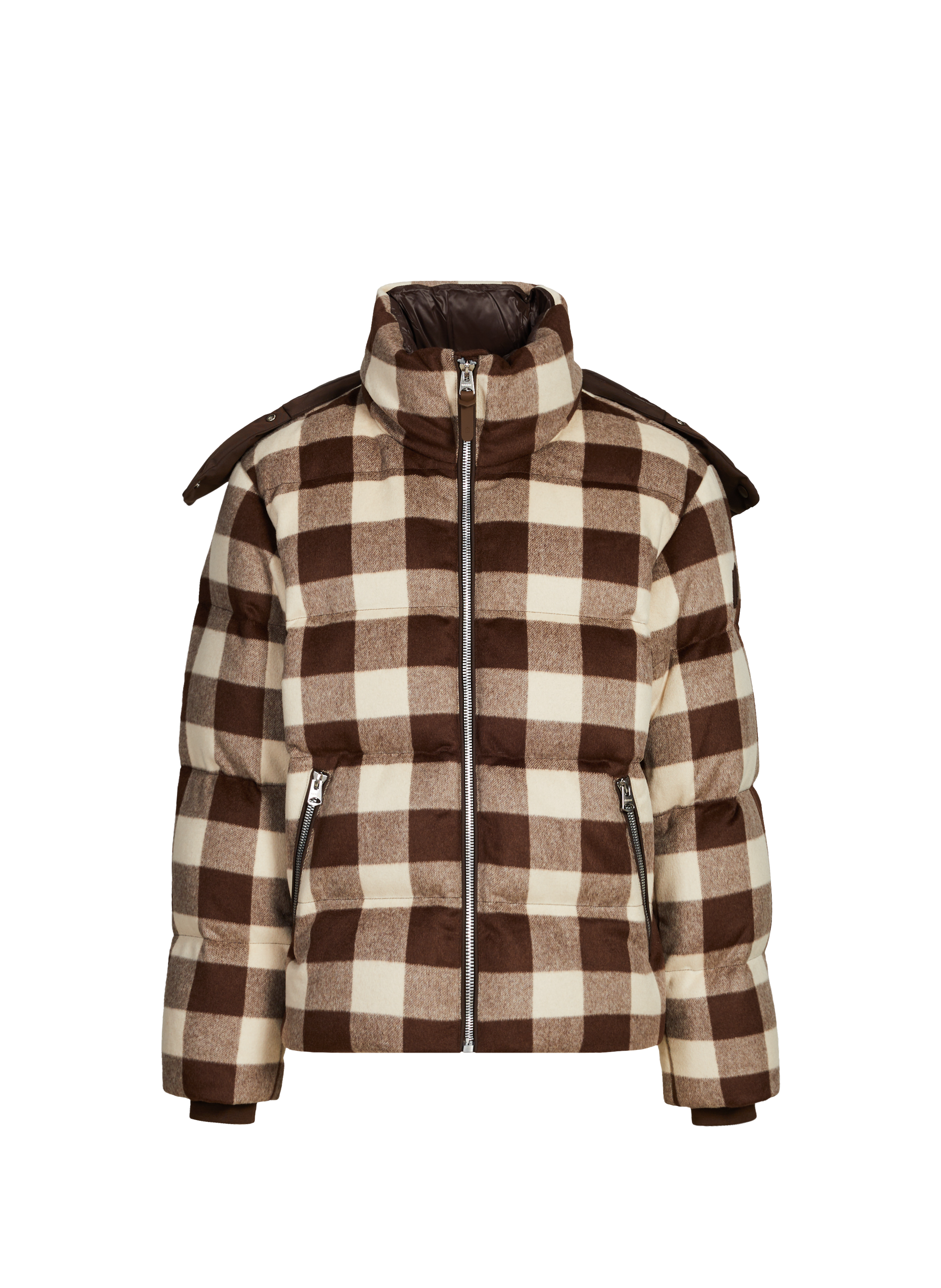 MACKAGE Checked hooded puffer jacket Brown