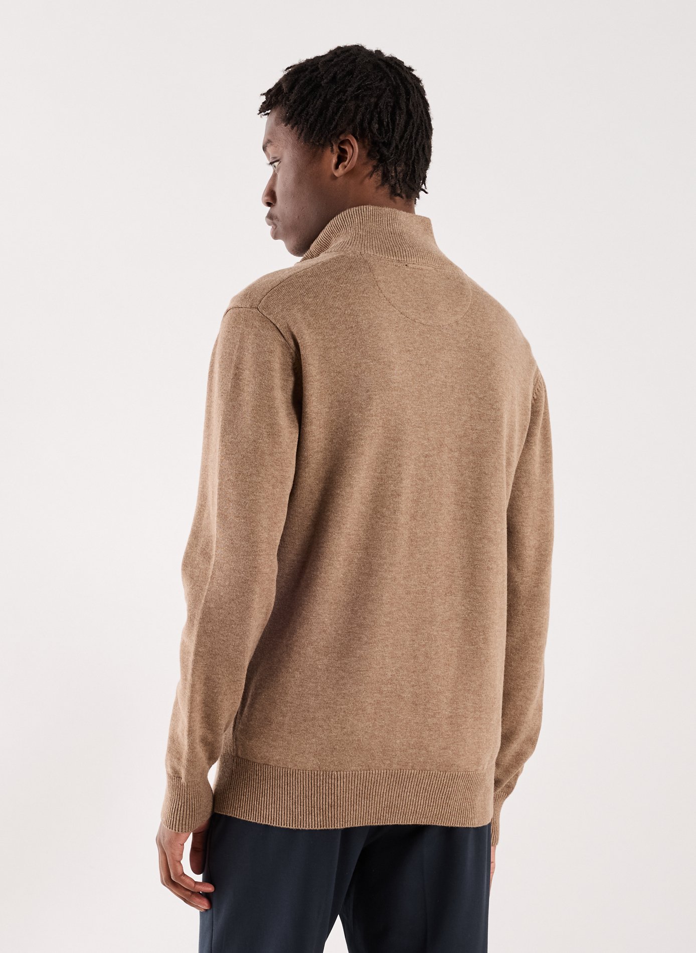 Wool and cotton zip-up sweater EDEN PARK Brown