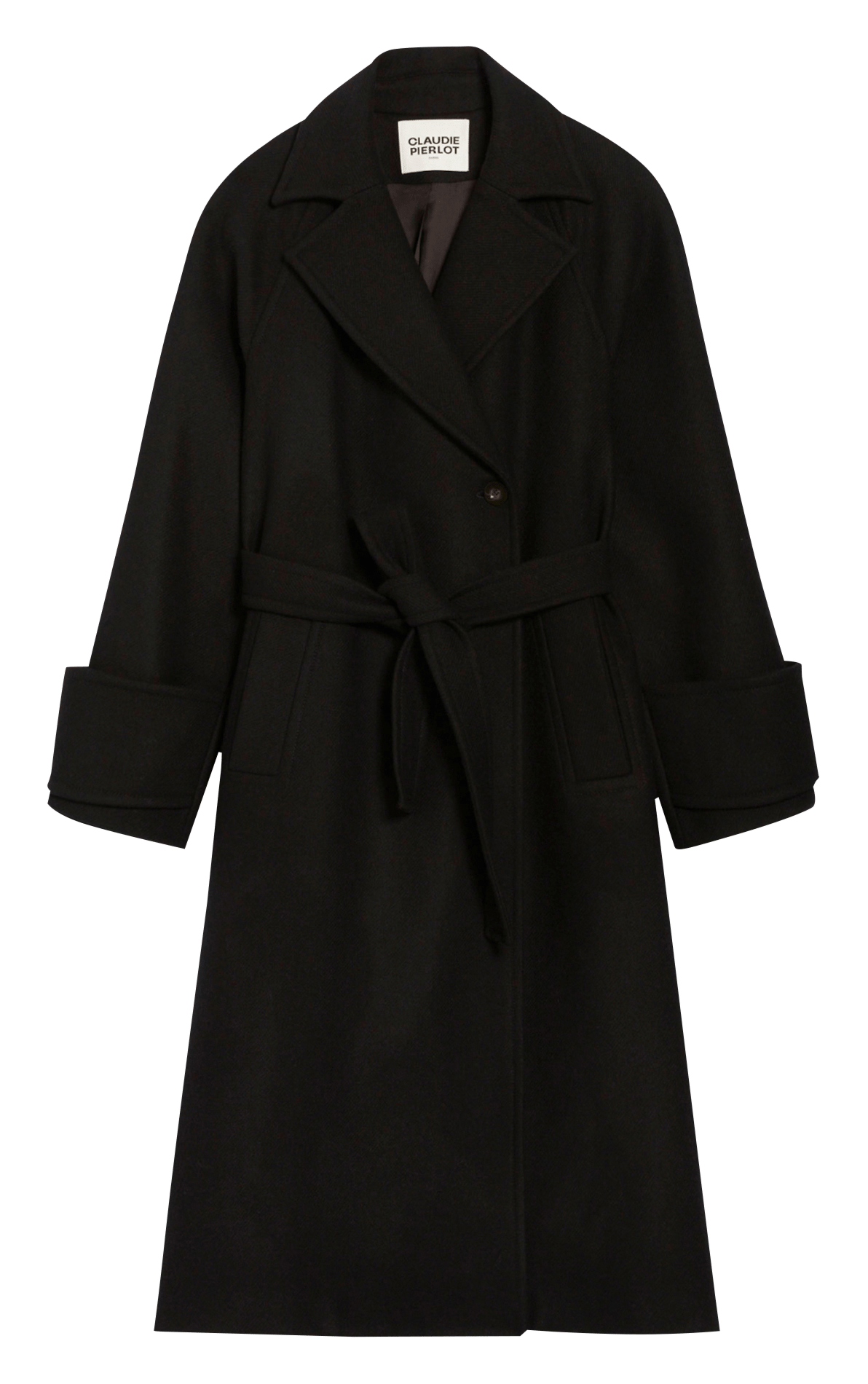 Manteau col tailleur en laine mélangée CLAUDIE PIERLOT Noir
