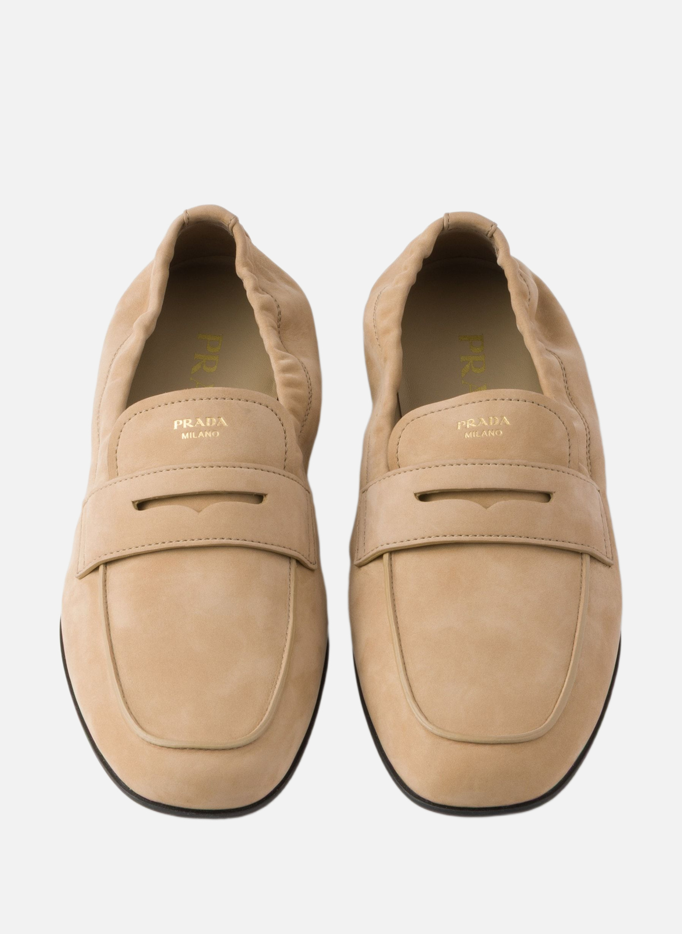 Mocassins en cuir nubuck shuffle PRADA Beige