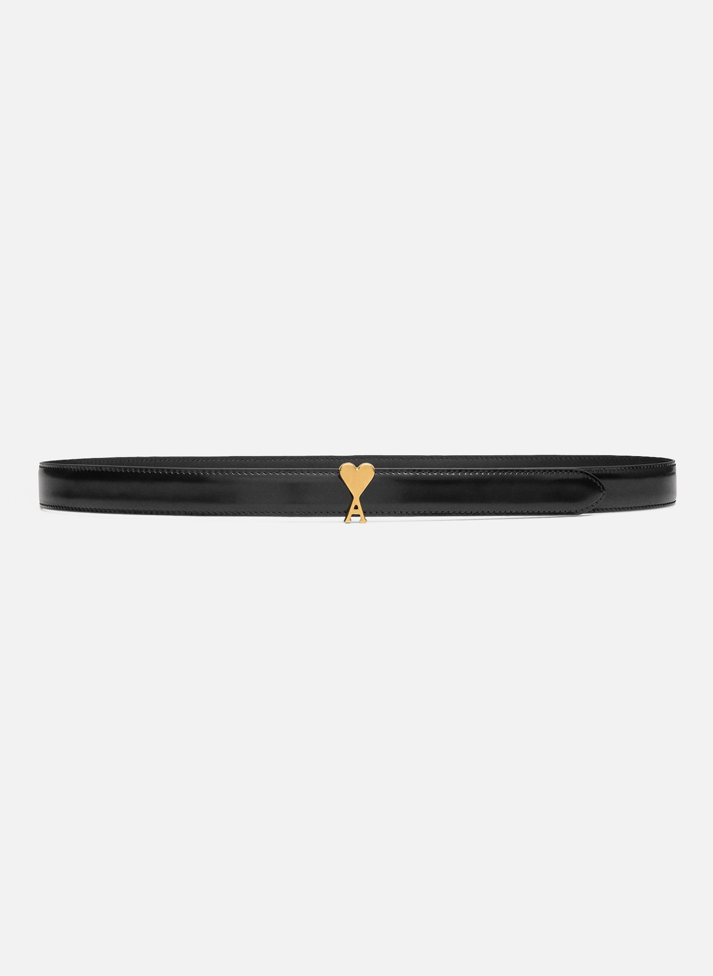 Ceinture Boucle Ami De Coeur 25Mm En Cuir Glacé unisexe AMI PARIS Noir