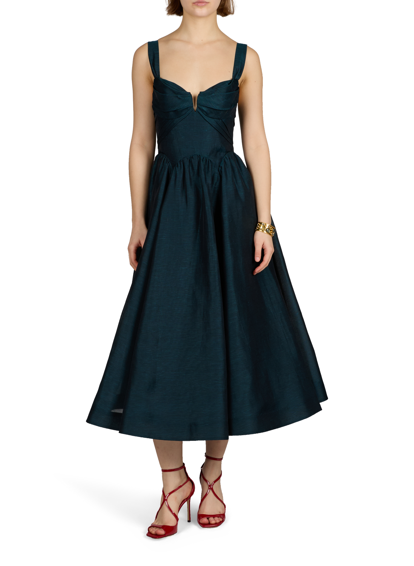 Robe midi drapée Rebellion en lin et soie ZIMMERMANN Bleu