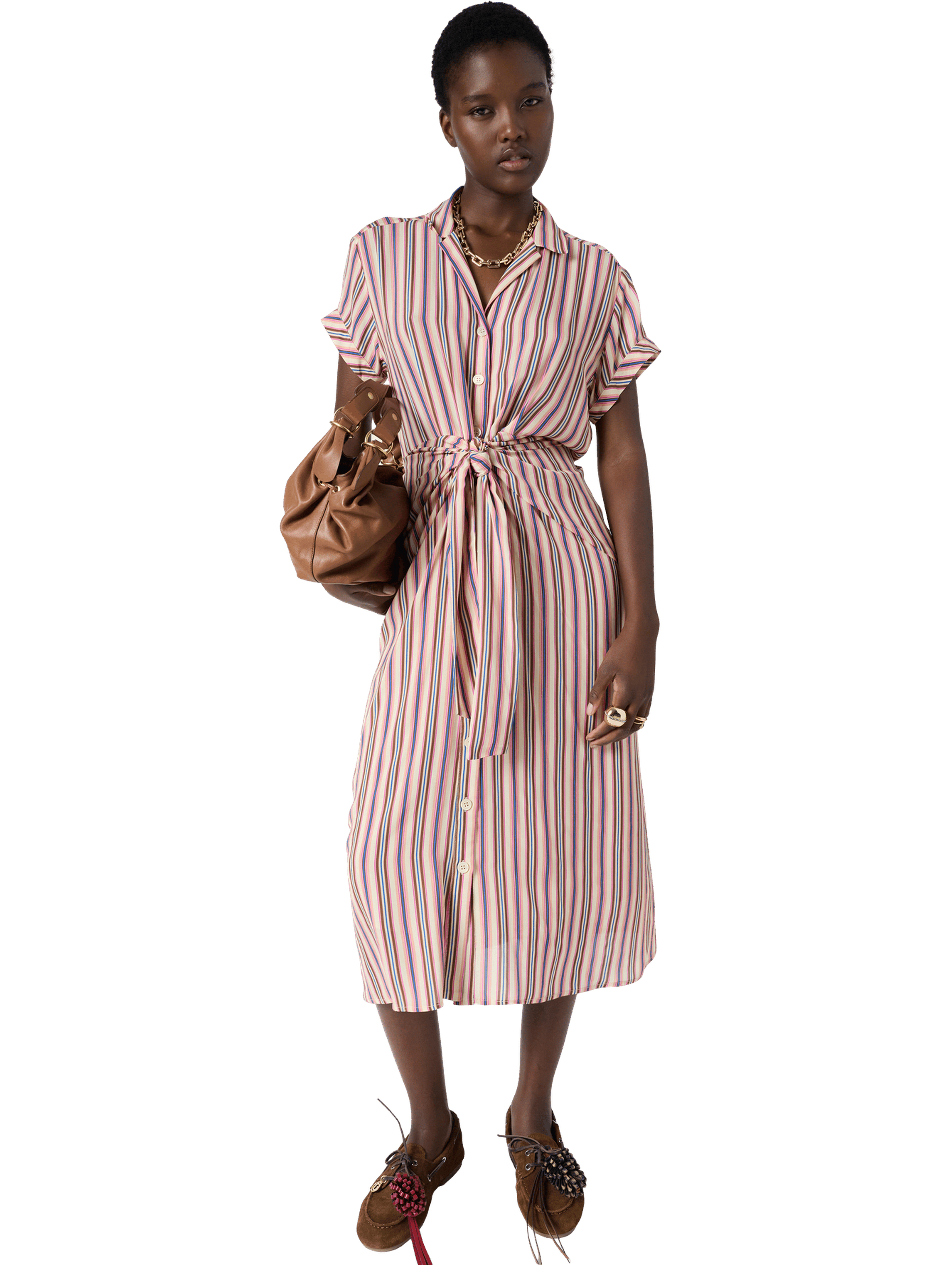 Robe chemise cintrée à rayures - raena GERARD DAREL Multicolore