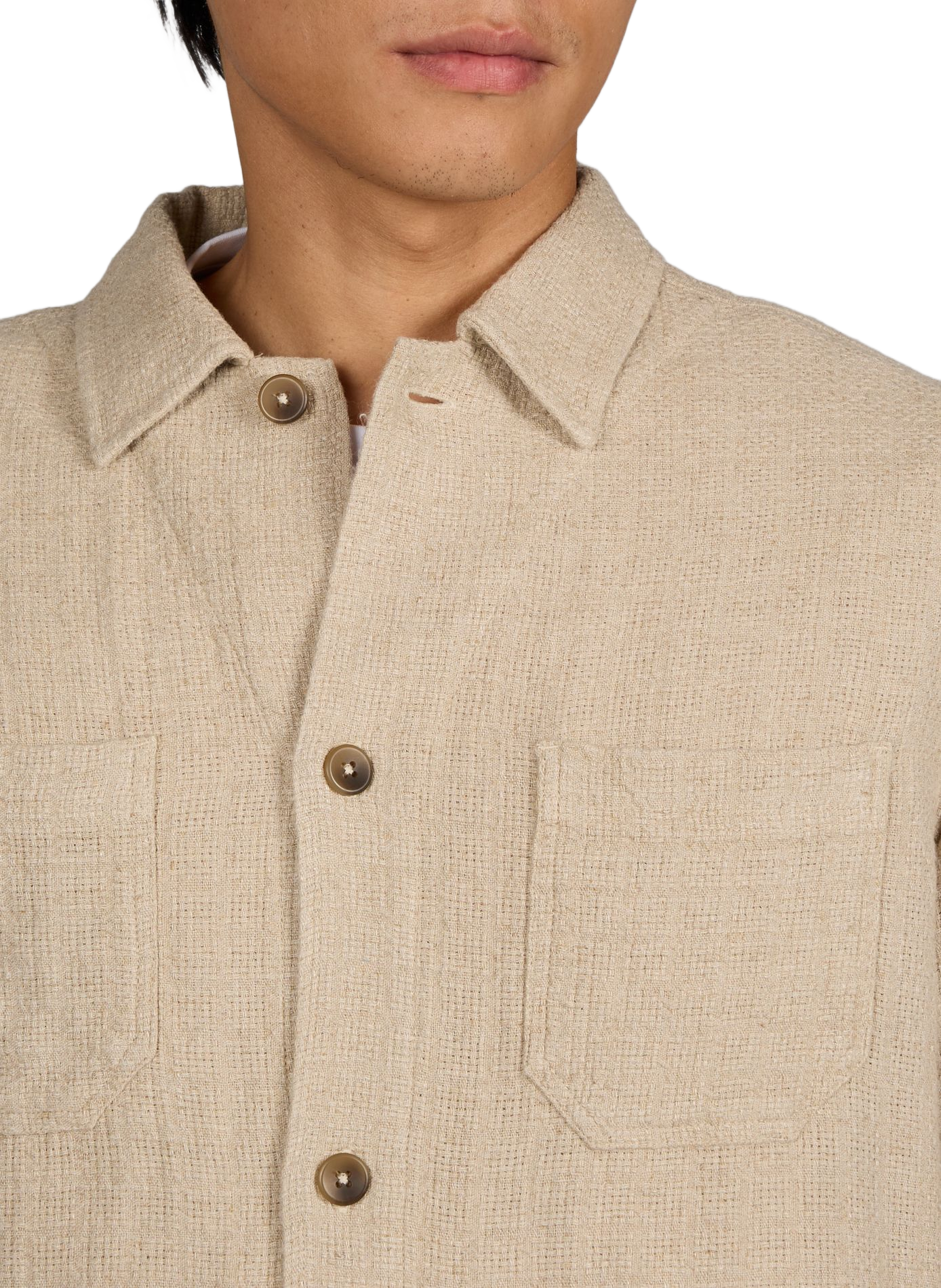 Chemise droite en coton mélangé LES DEUX Beige