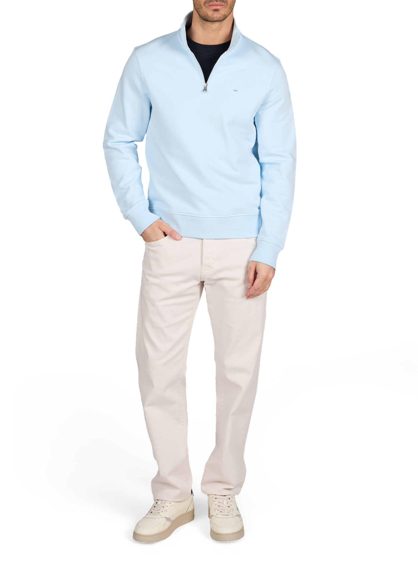 Sweat col zippé en coton EDEN PARK Bleu