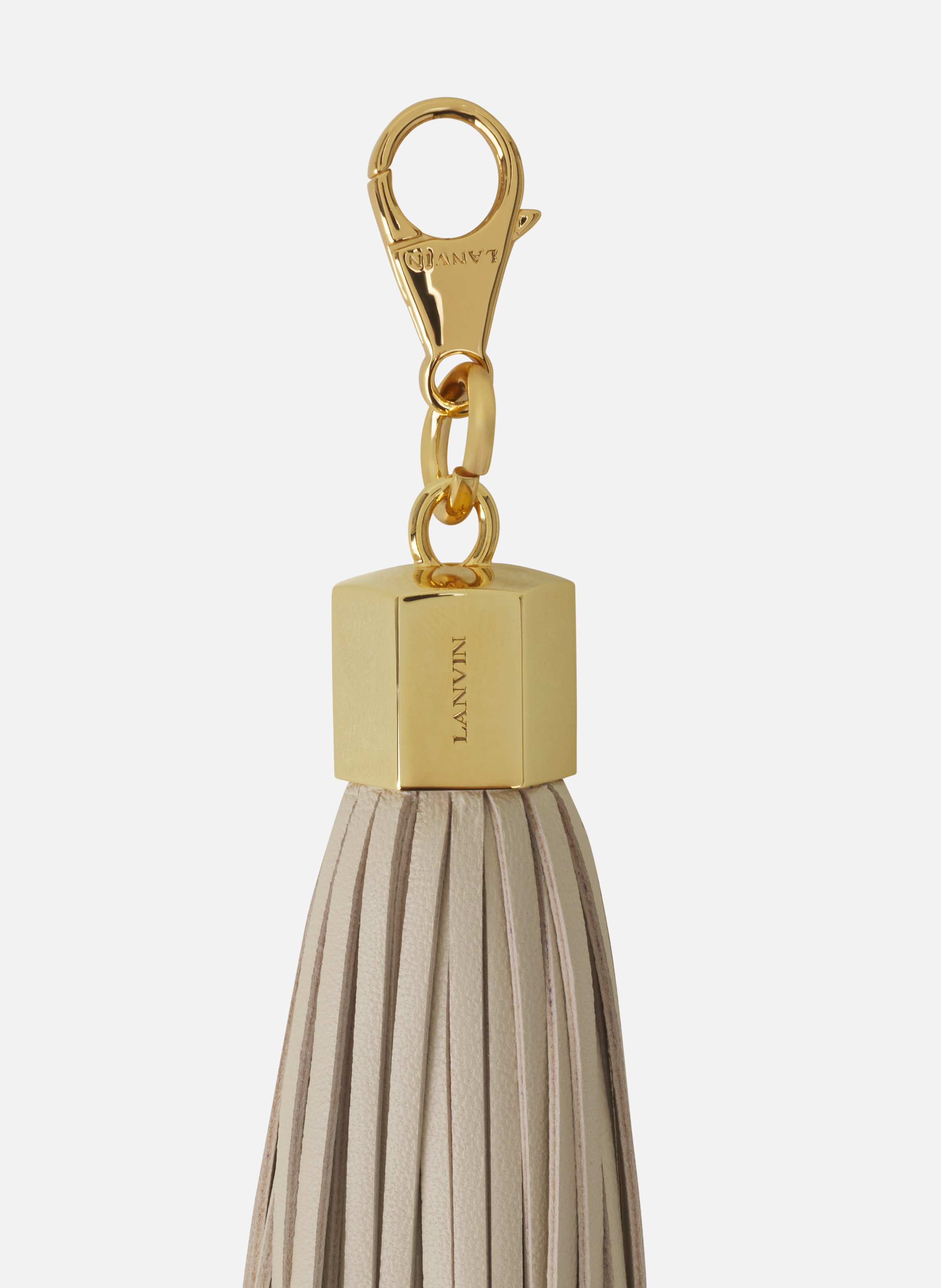 Accessoire de sac pompon en cuir LANVIN Blanc