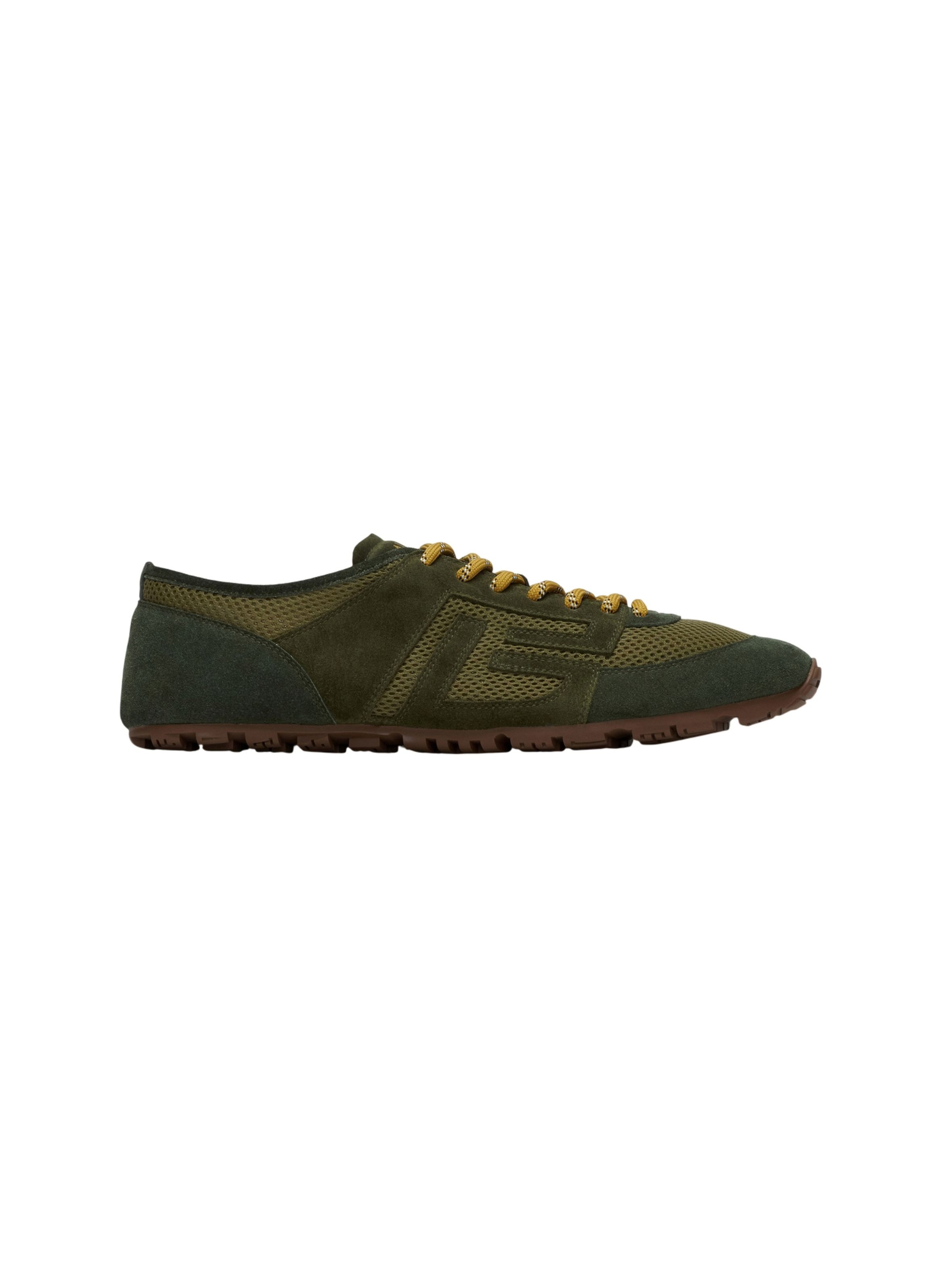 Baskets racer 45 en mesh et cuir suédé BALMAIN Vert