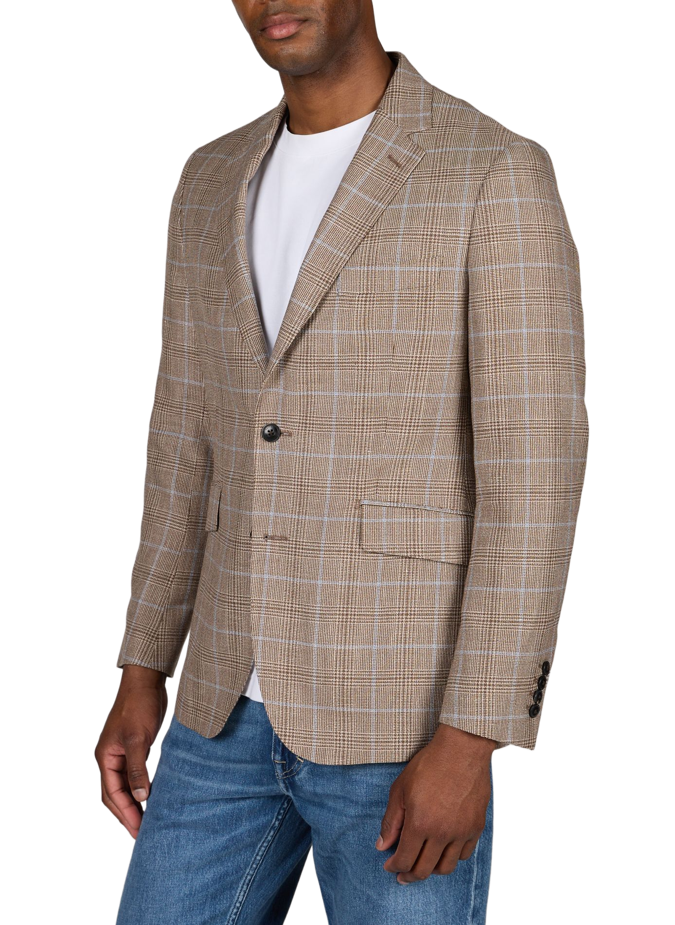 Fitted jacket in wool, linen, and silk HACKETT Beige
