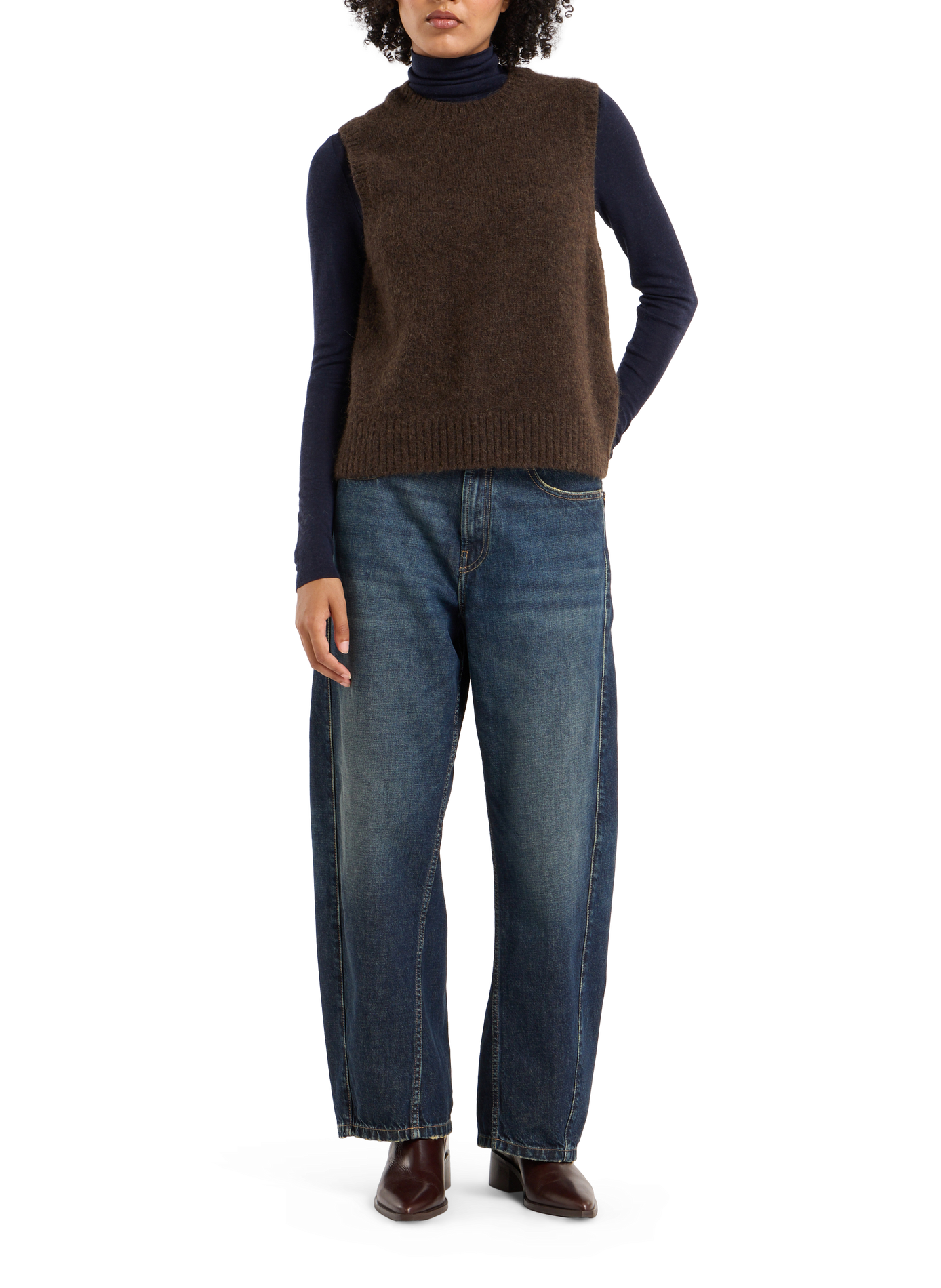 Sleeveless Bilet alpaca blend sweater SAISON 1865 Brown