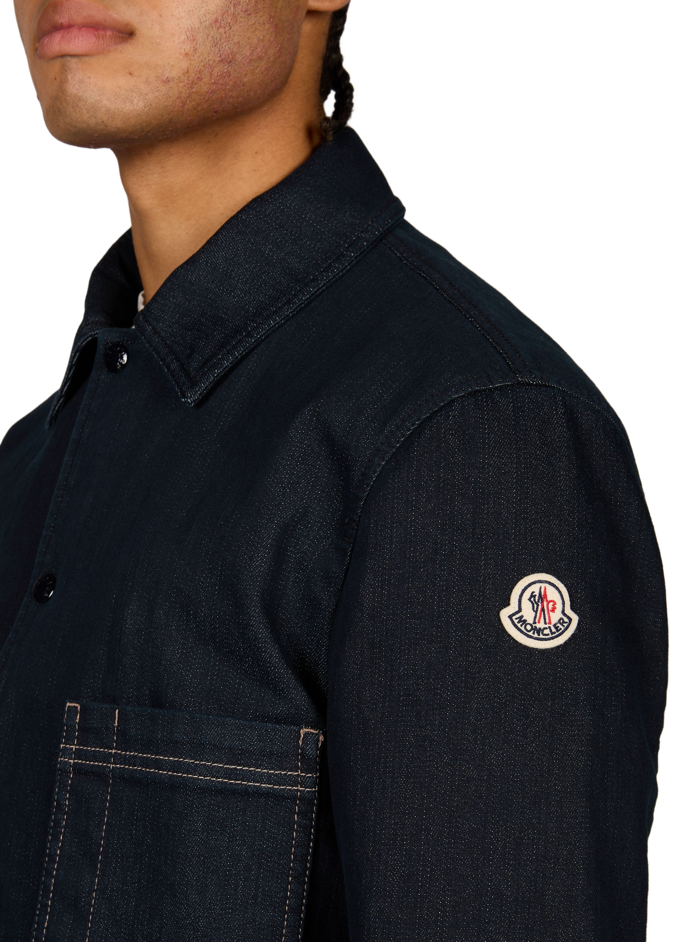 Overhemd Haderu van gemengd katoen denim MONCLER Blauw