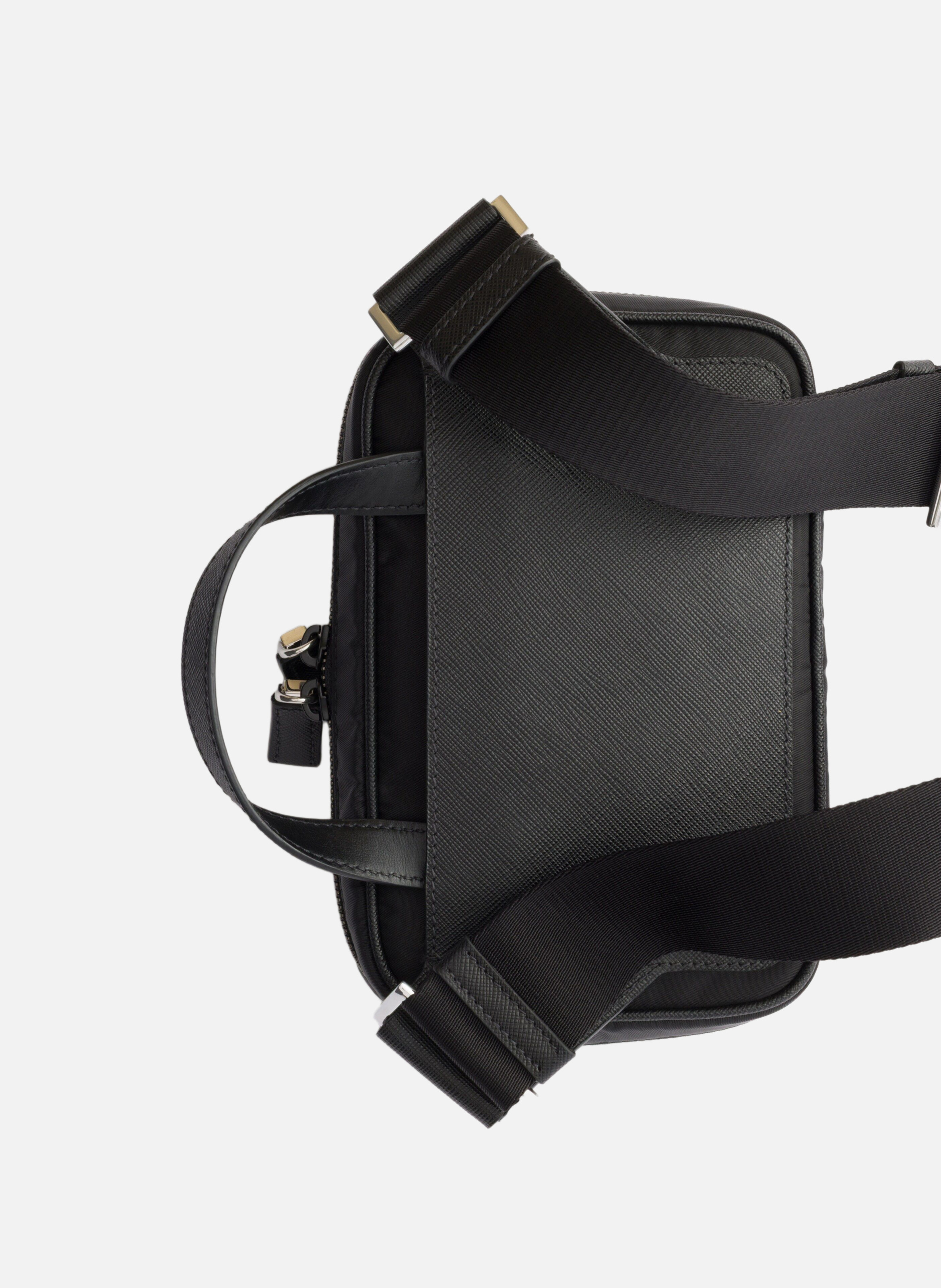 Sac porté épaule en re-nylon et cuir saffiano PRADA Noir