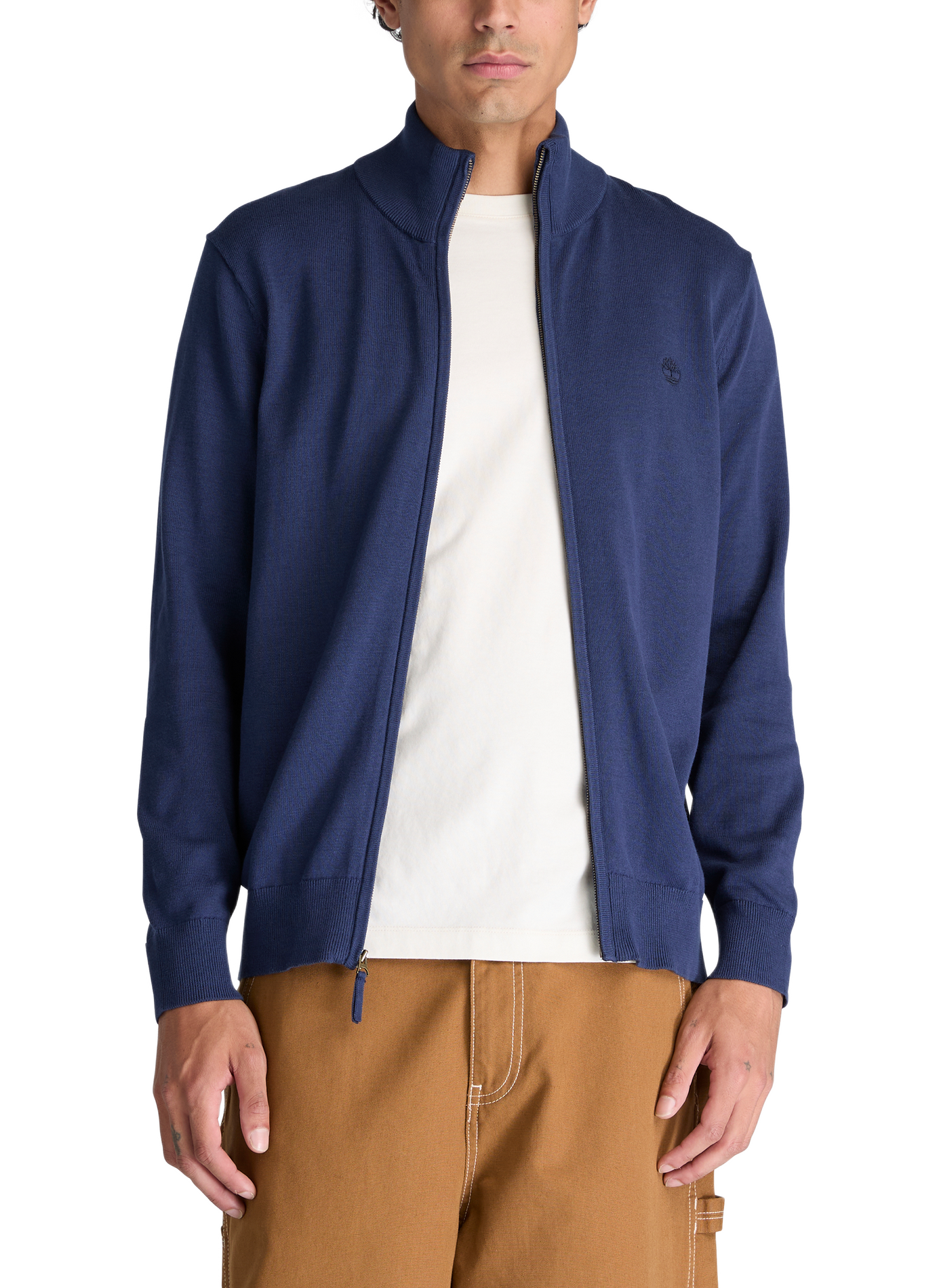 Pull droit zippé en coton TIMBERLAND Bleu