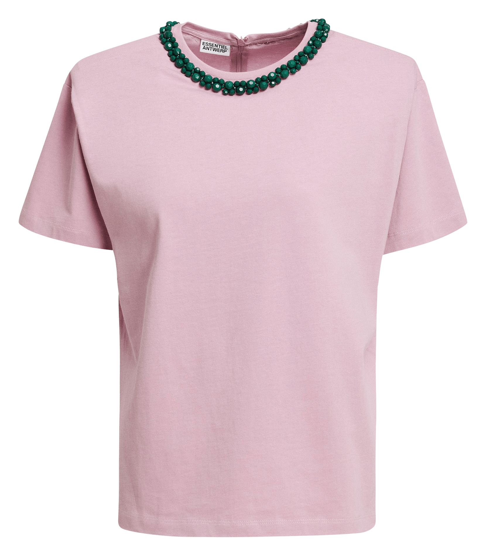 T-shirt droit à perles en coton bio kardinal ESSENTIEL ANTWERP Rose