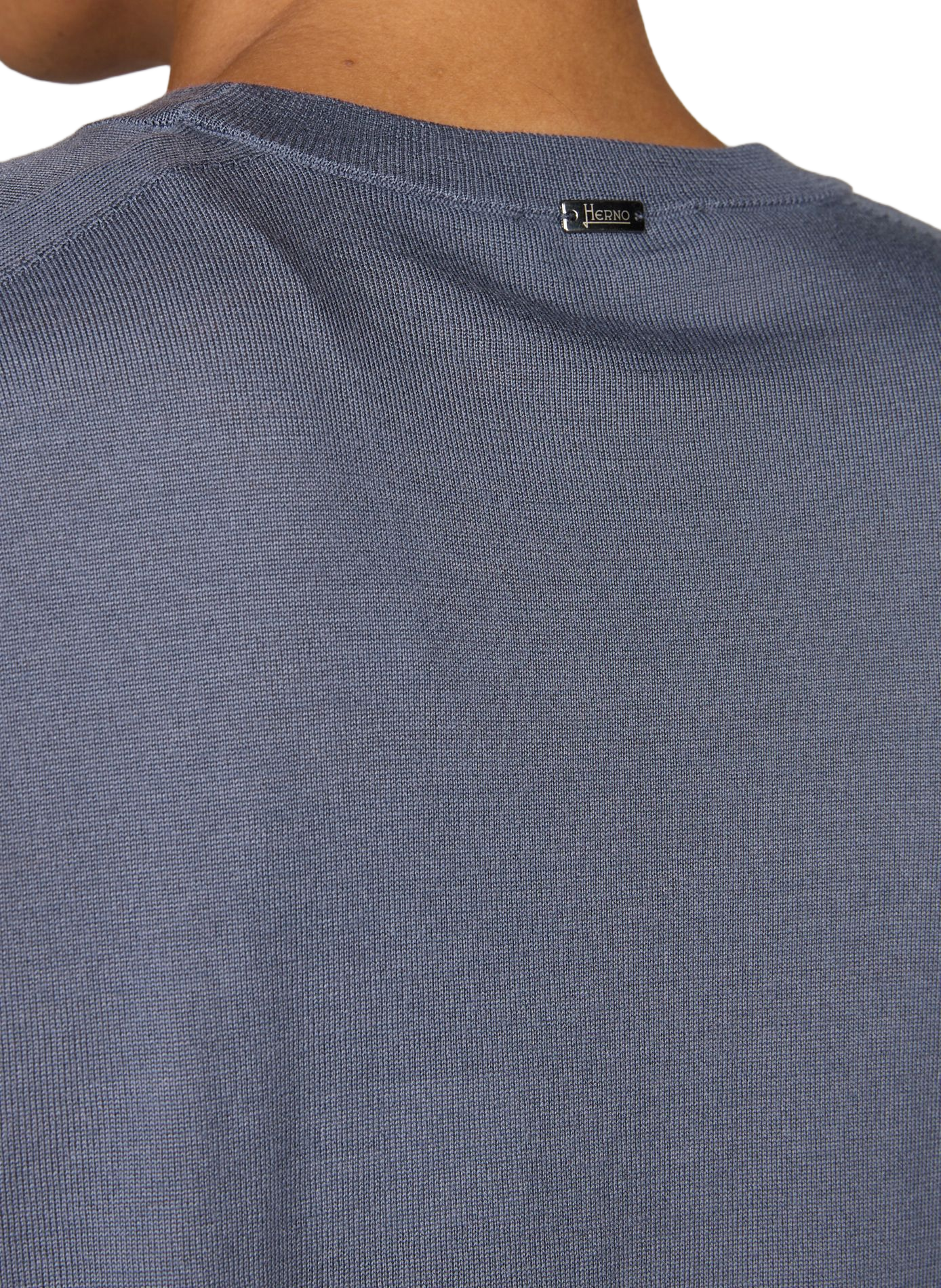 Wool and silk solid color sweater HERNO Blue