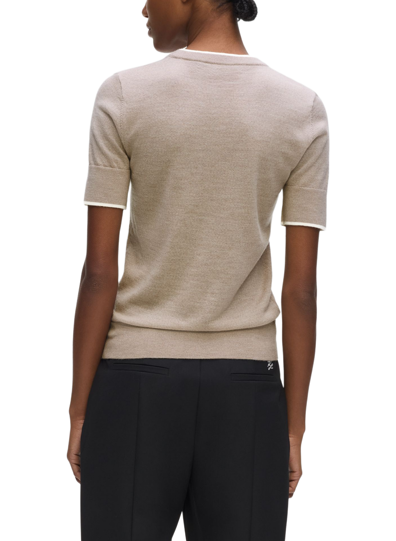 Short-sleeved wool sweater KARL LAGERFELD Beige