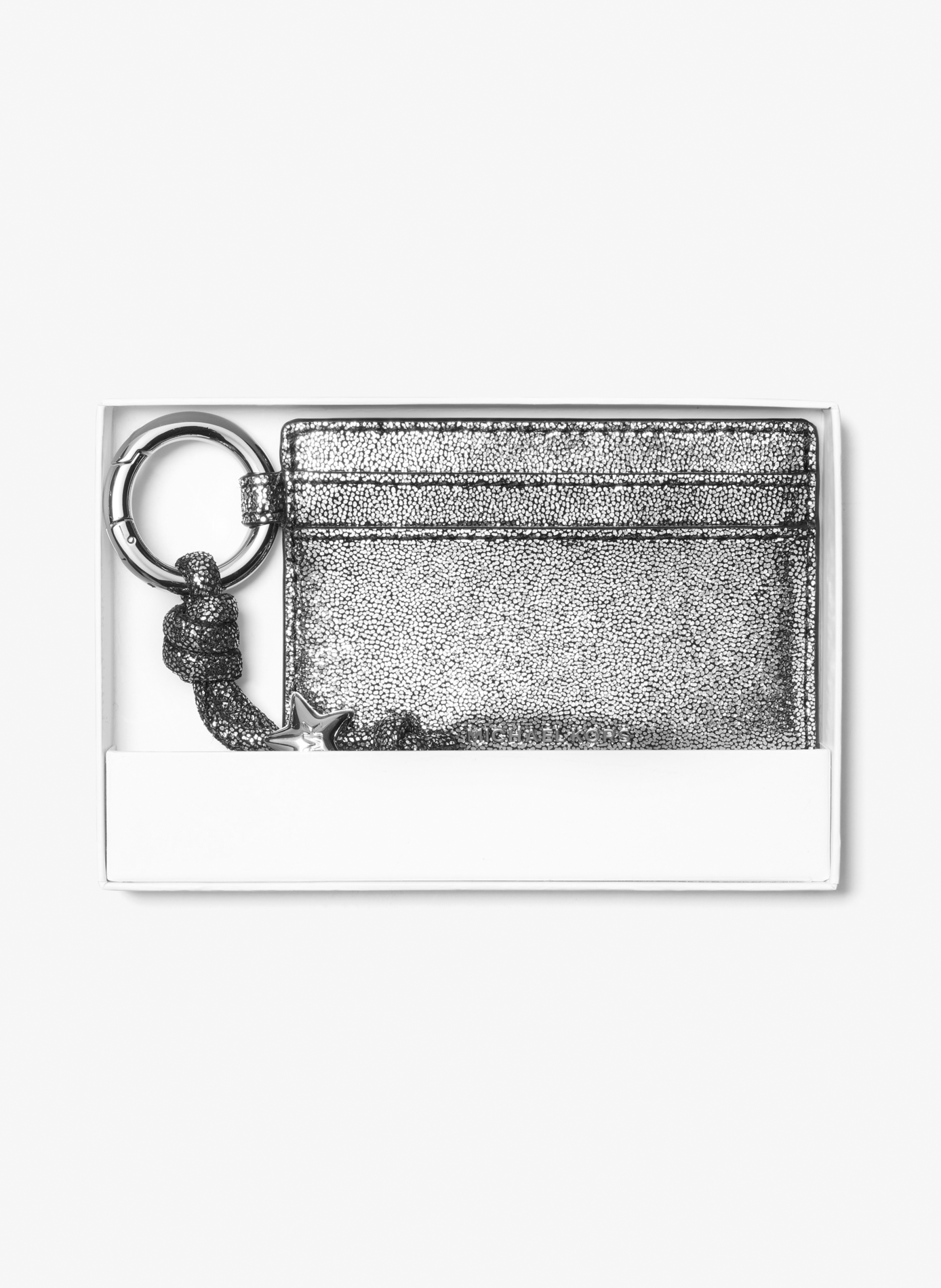 Jet Set metallic leather card holder MICHAEL KORS Silver