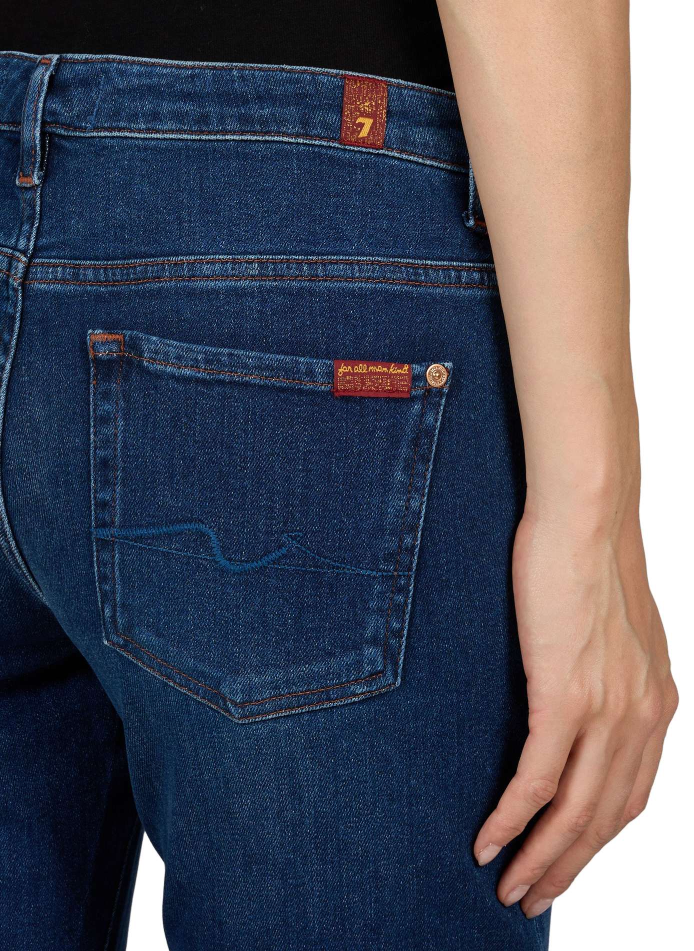 Jean slim en coton mélangé 7 FOR ALL MANKIND Bleu