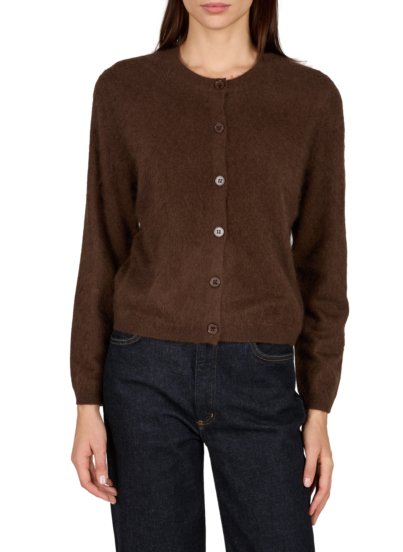 Relaxed-fit wool and cashmere cardigan SUNCOO Brown