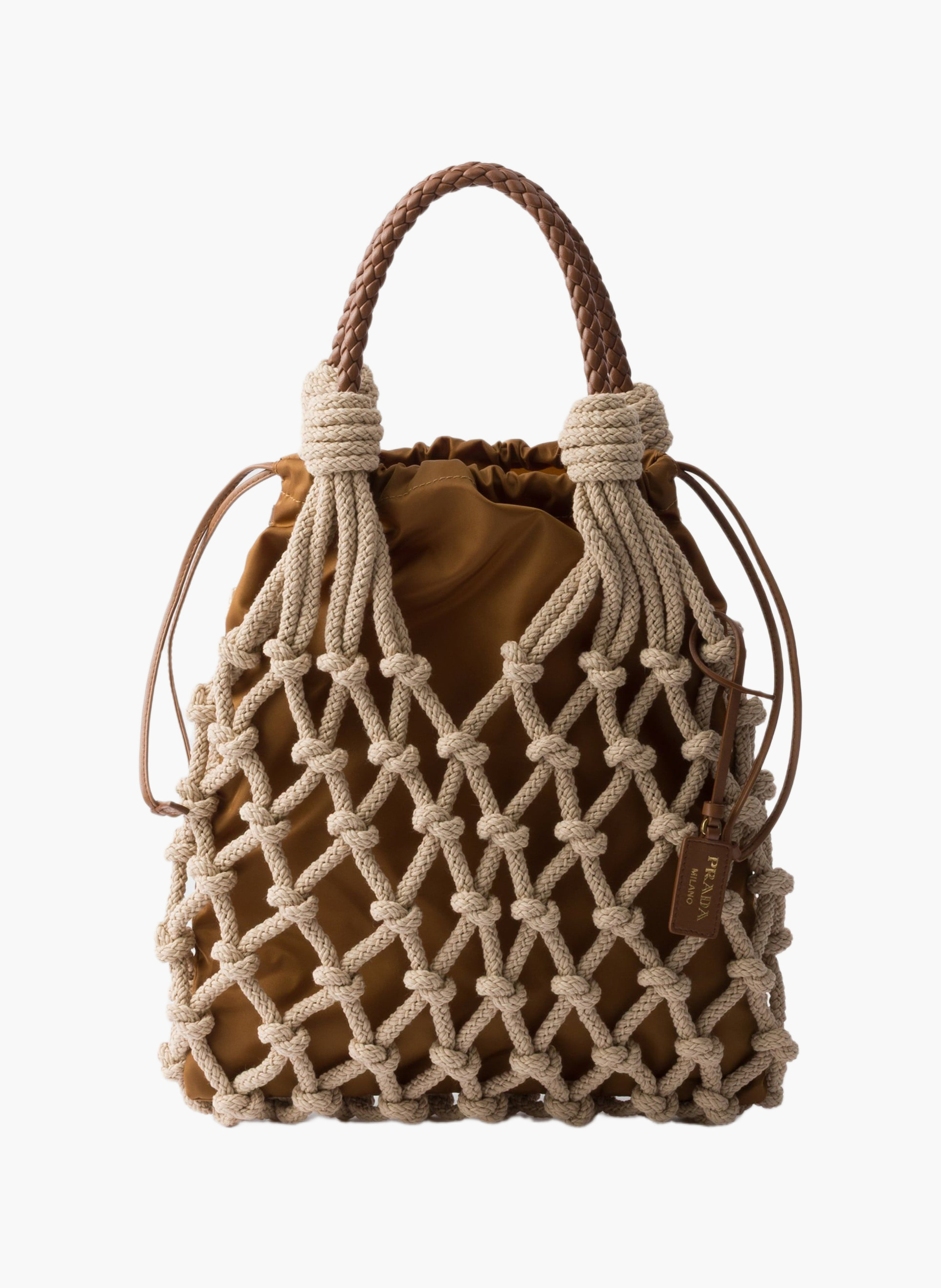 Sac prada noué en macramé de coton PRADA Beige