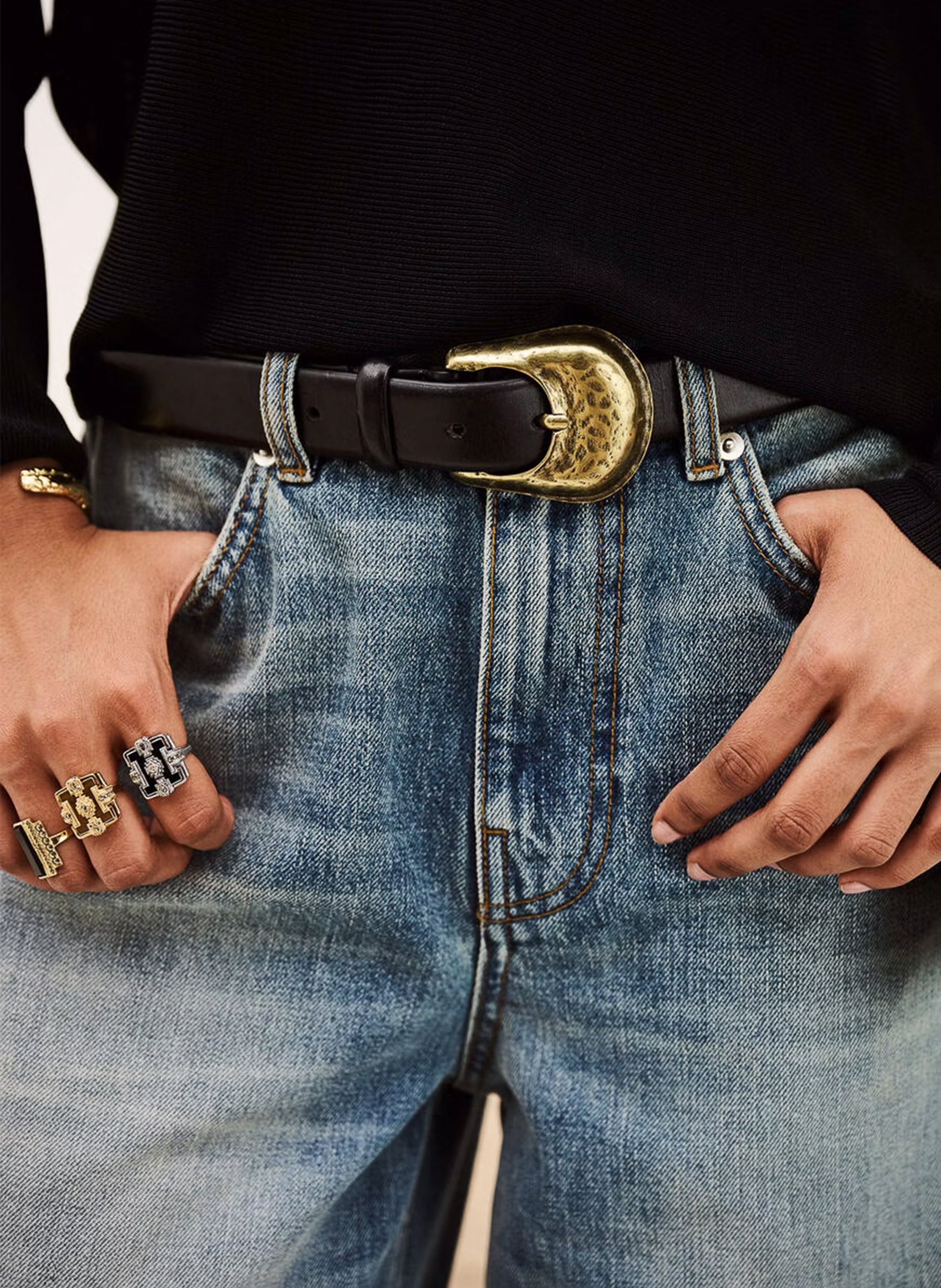 Ceinture en cuir bumb BA&SH Noir