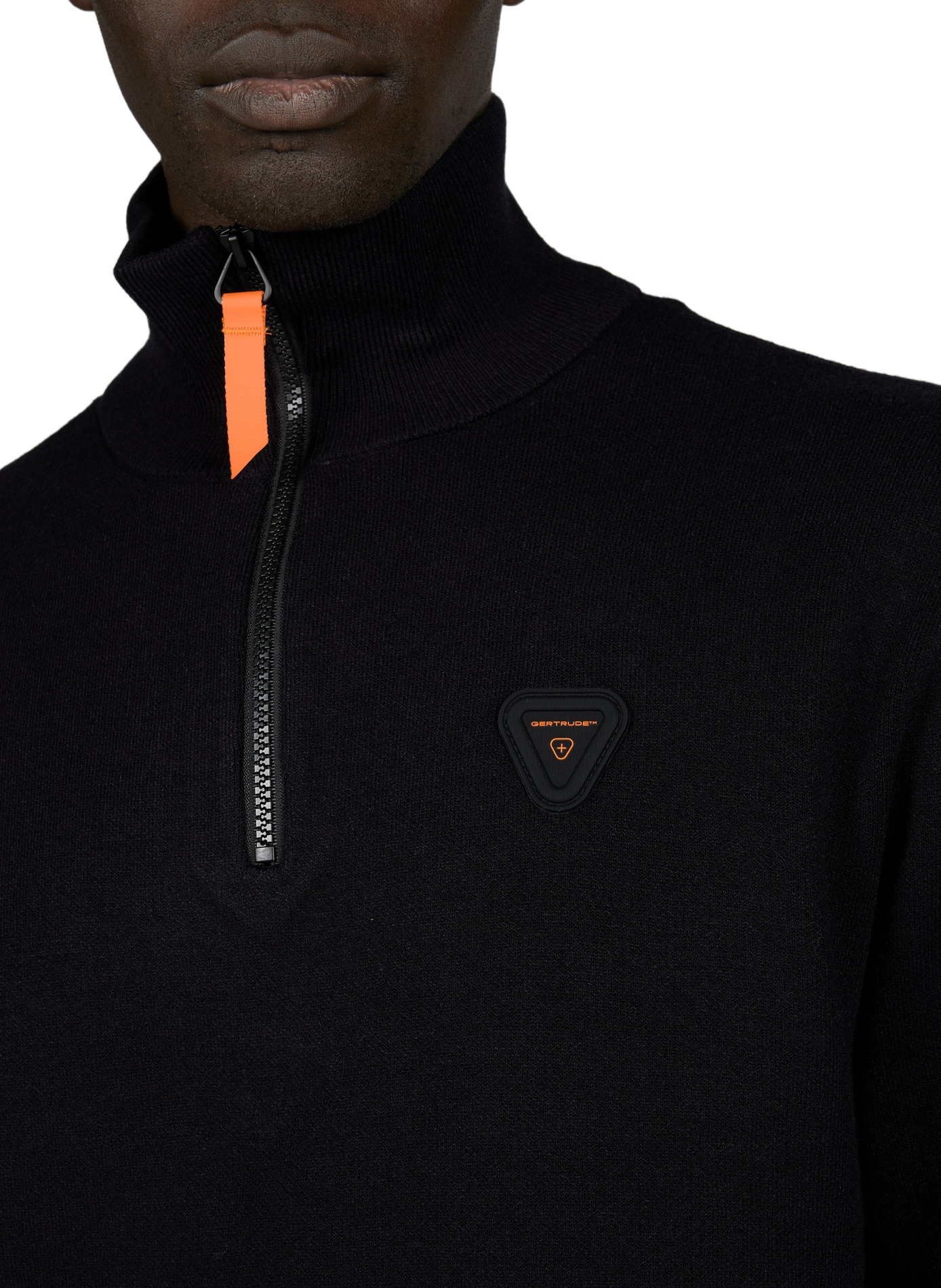 Straight fit high-neck zip-up sweatshirt with logo | Black GERTRUDE Men