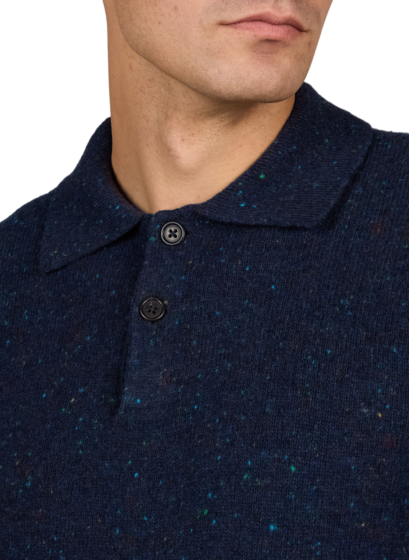 Speckled wool-blend polo-neck sweater GANT Blue