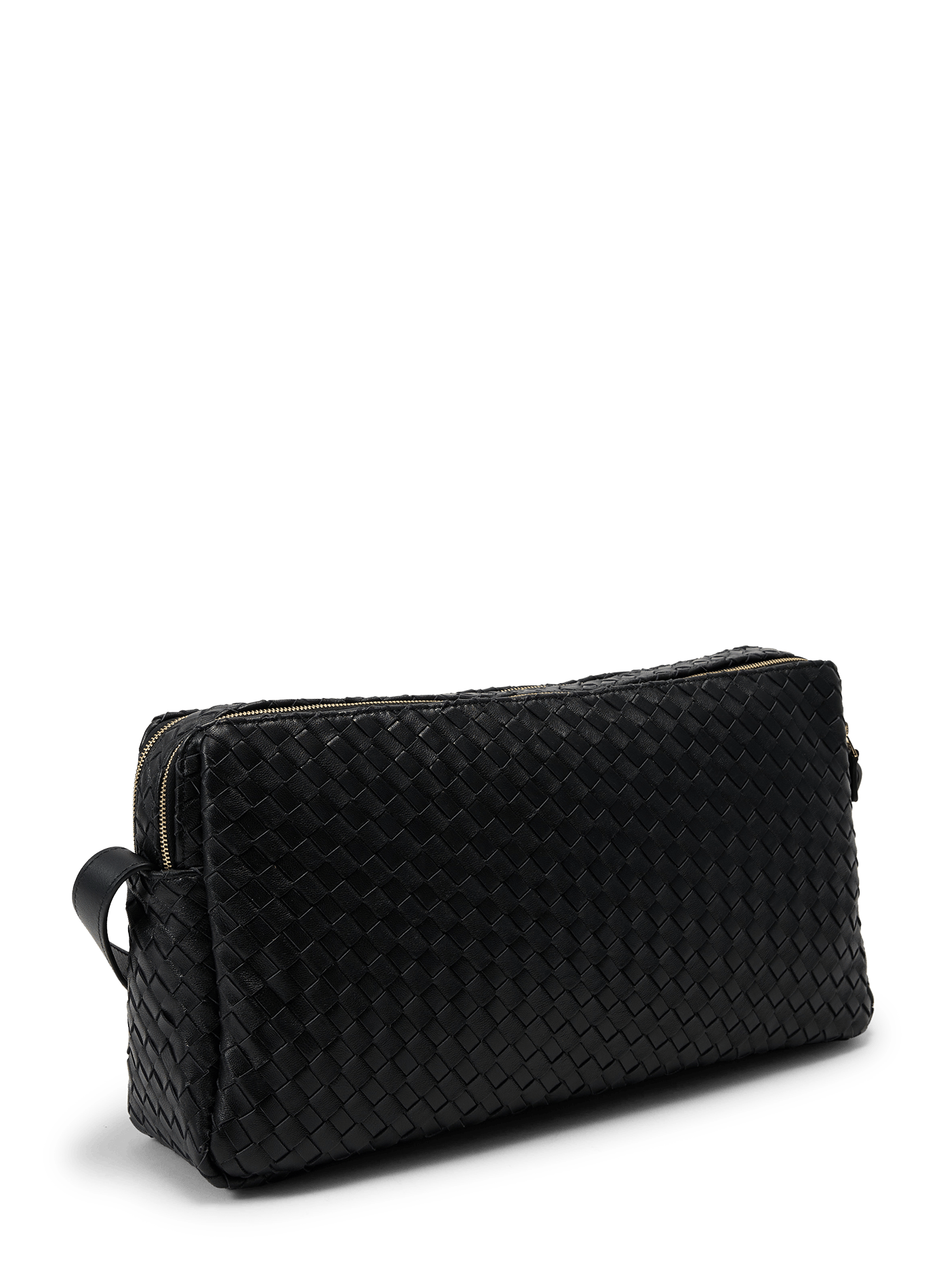 Große Woven-Tasche aus geflochtenem Lammleder ELLEME Schwarz