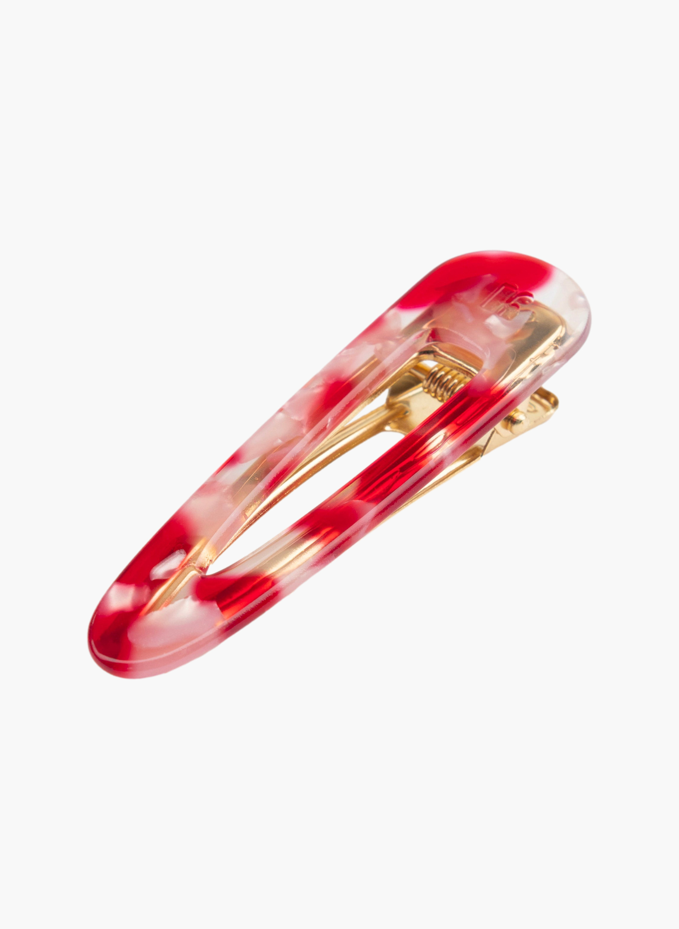 Barrette à cheveux triangle en acétate de cellulose et acier inoxydable RougeKURAGE GINZA
