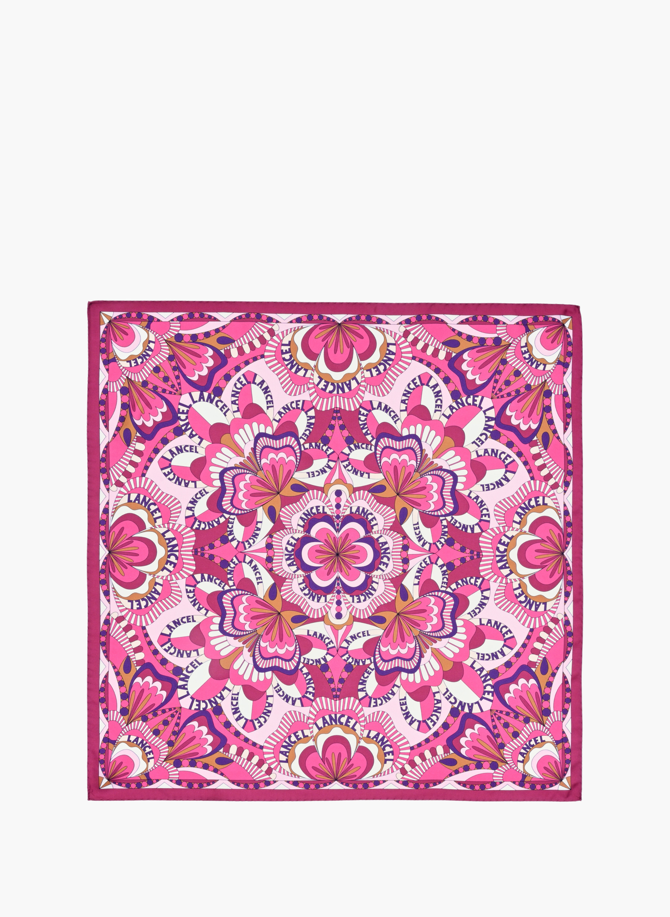 Zijden sjaal 90 cm met bloemenmotief LANCEL Paars