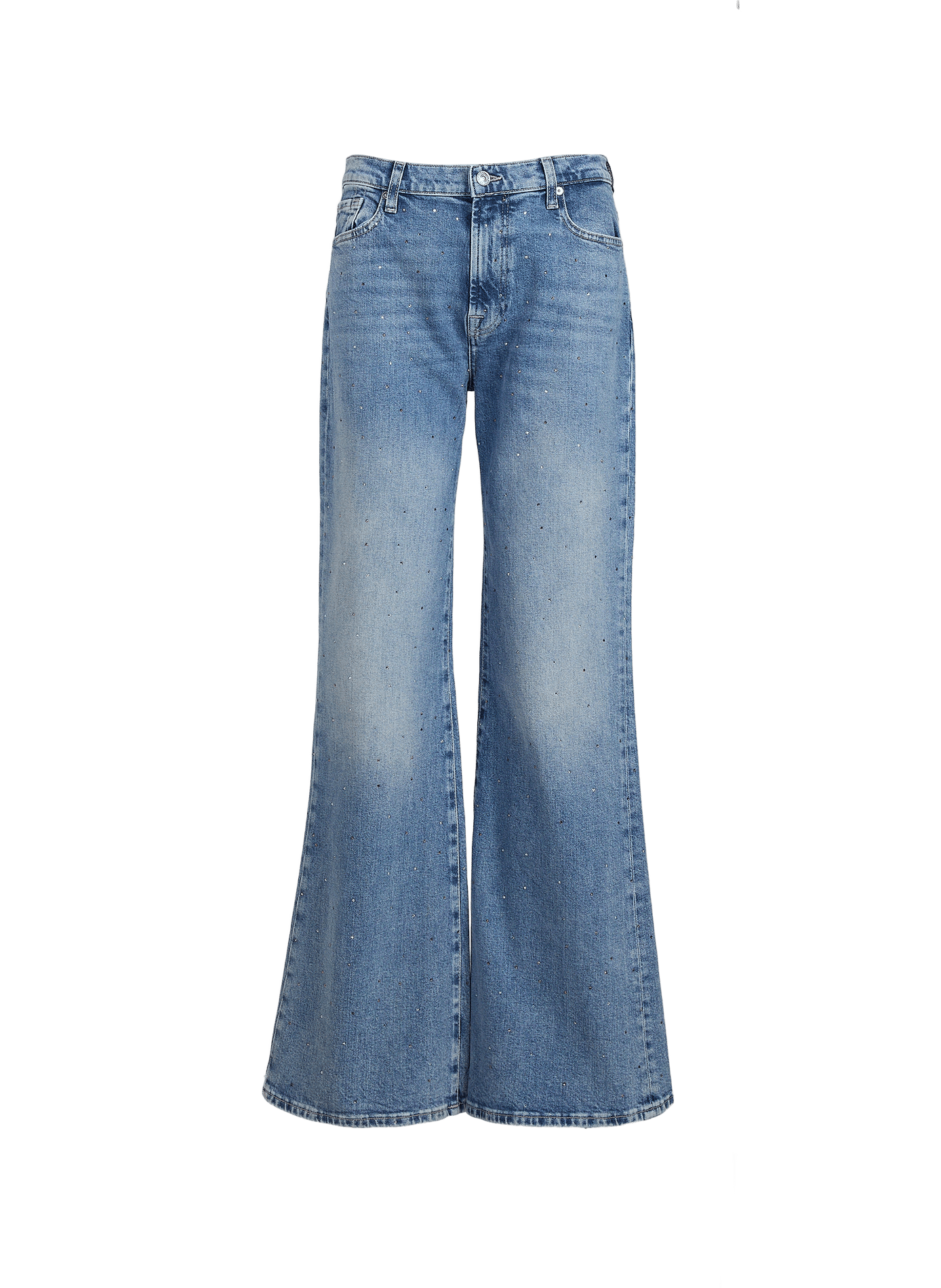 Flare-Jeans mit Strass aus Baumwollmischung 7 FOR ALL MANKIND Blau