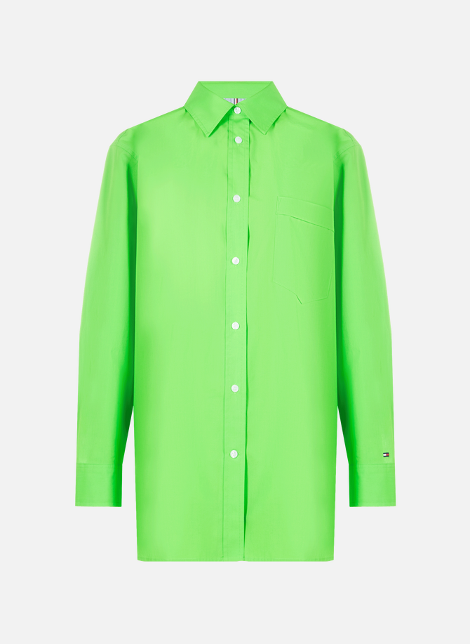 Green cotton poplin shirt TOMMY HILFIGER