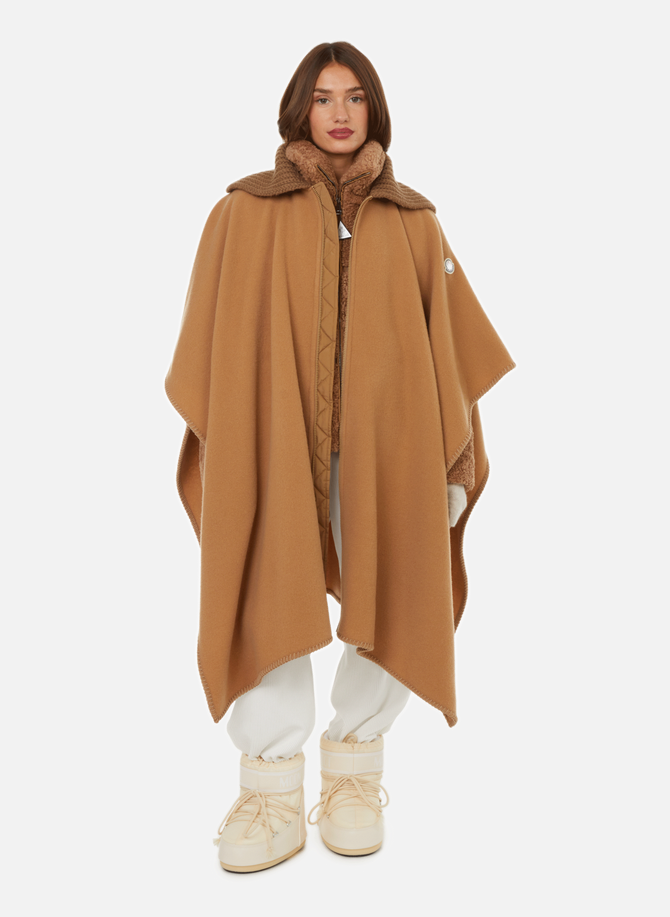 MONCLER wool hooded cape