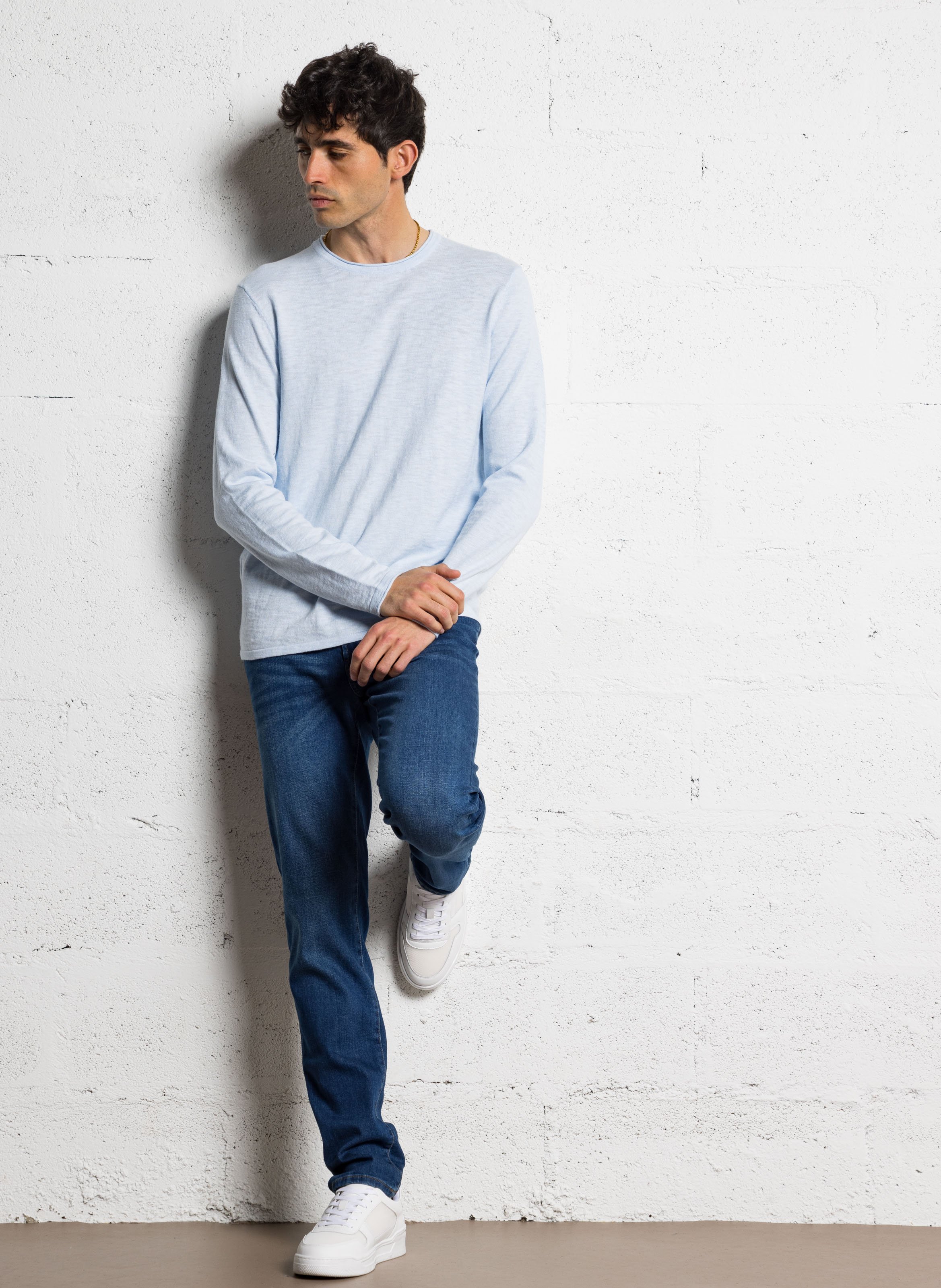 Pull droit en coton IKKS Bleu