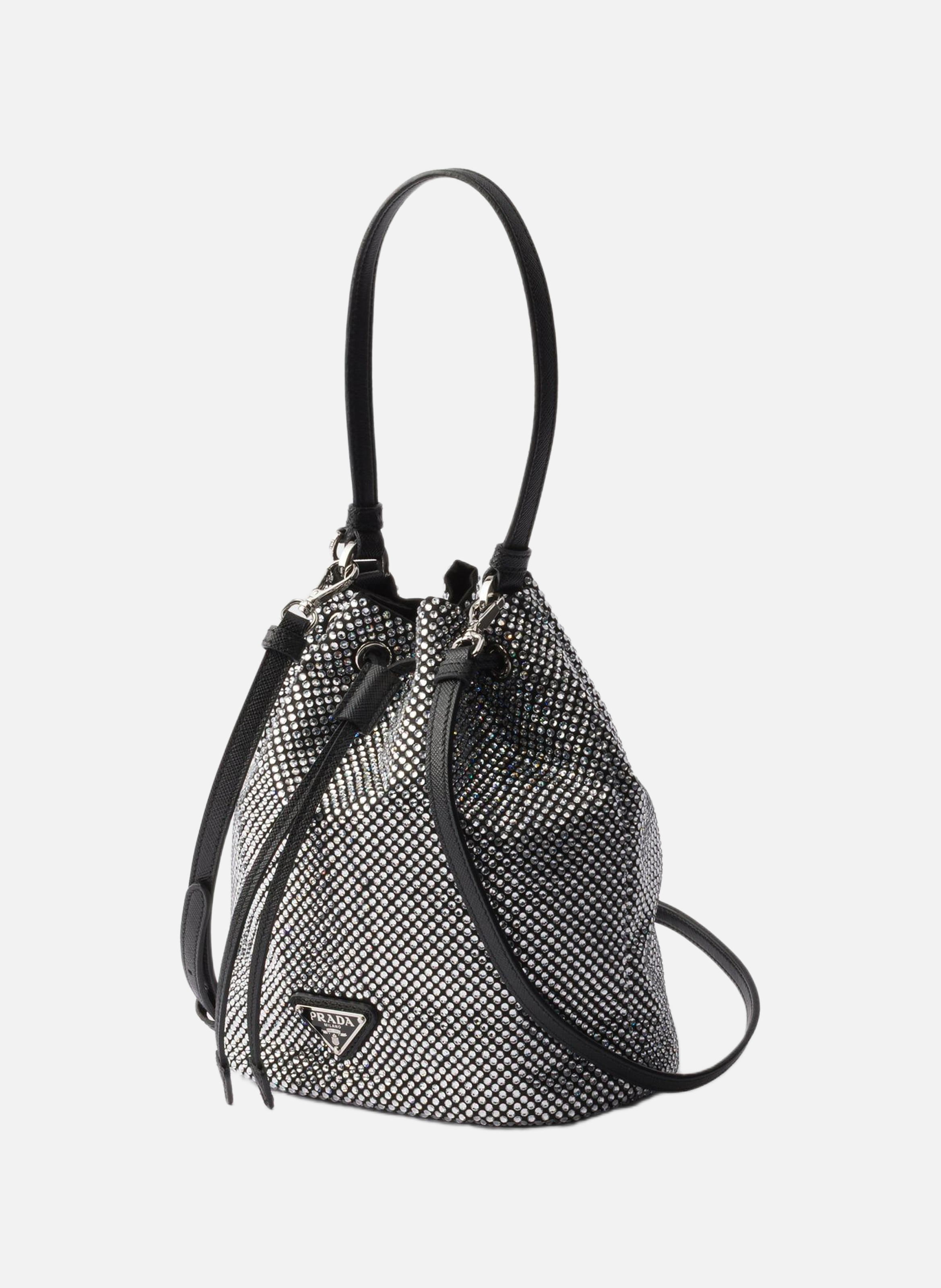 Mini sac en satin à cristaux PRADA Argent