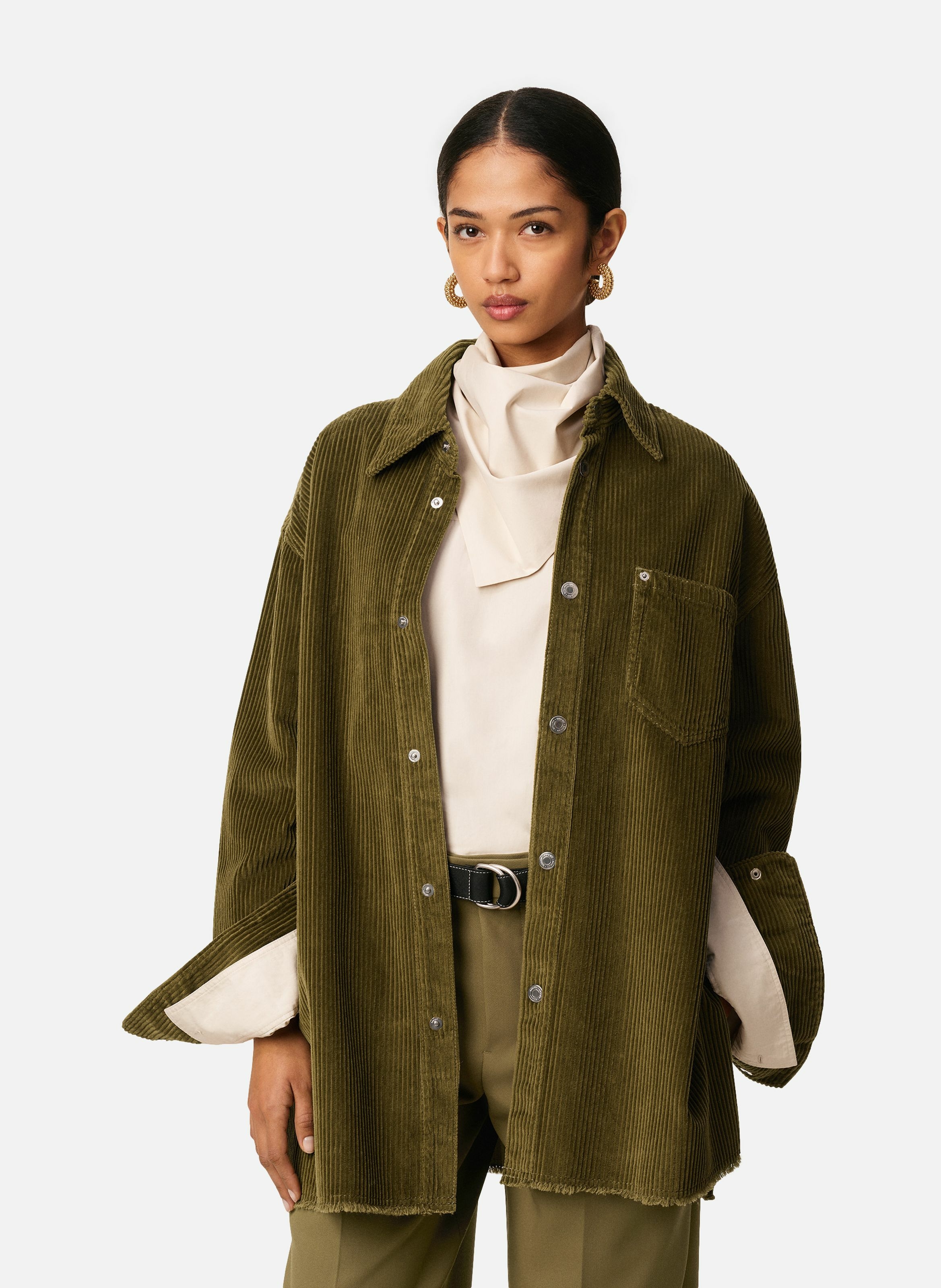 Surchemise velours cotelé en coton unisexe AMI PARIS Vert