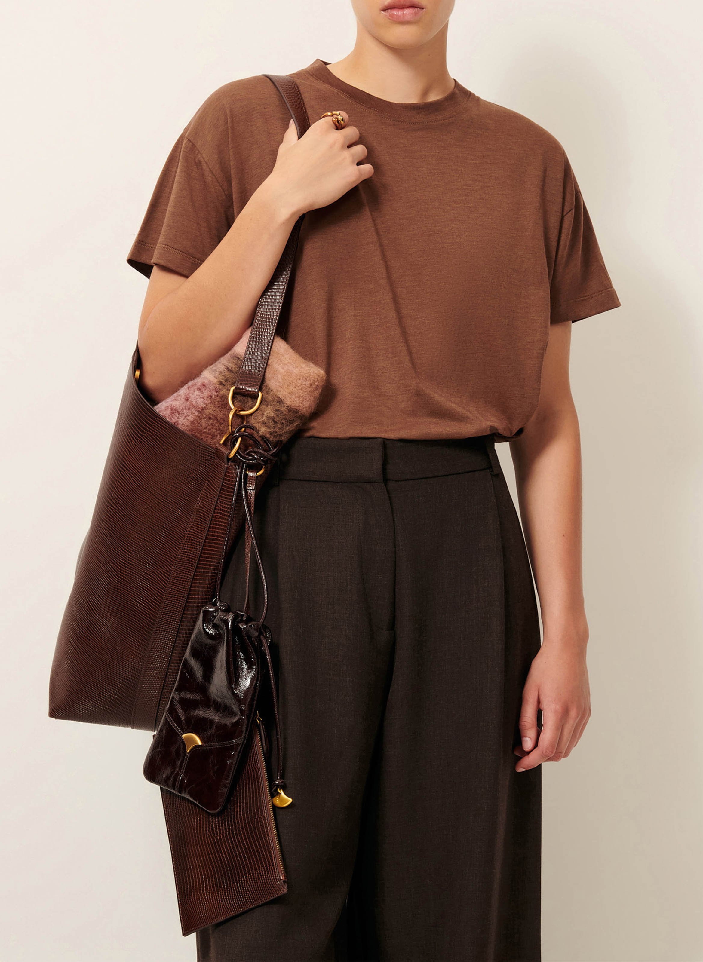 Tee-shirt oversize col rond too SESSUN Marron