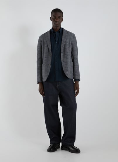 Veste droite à chevrons en laine EMPORIO ARMANI Veste droite à chevrons en laine EMPORIO ARMANI