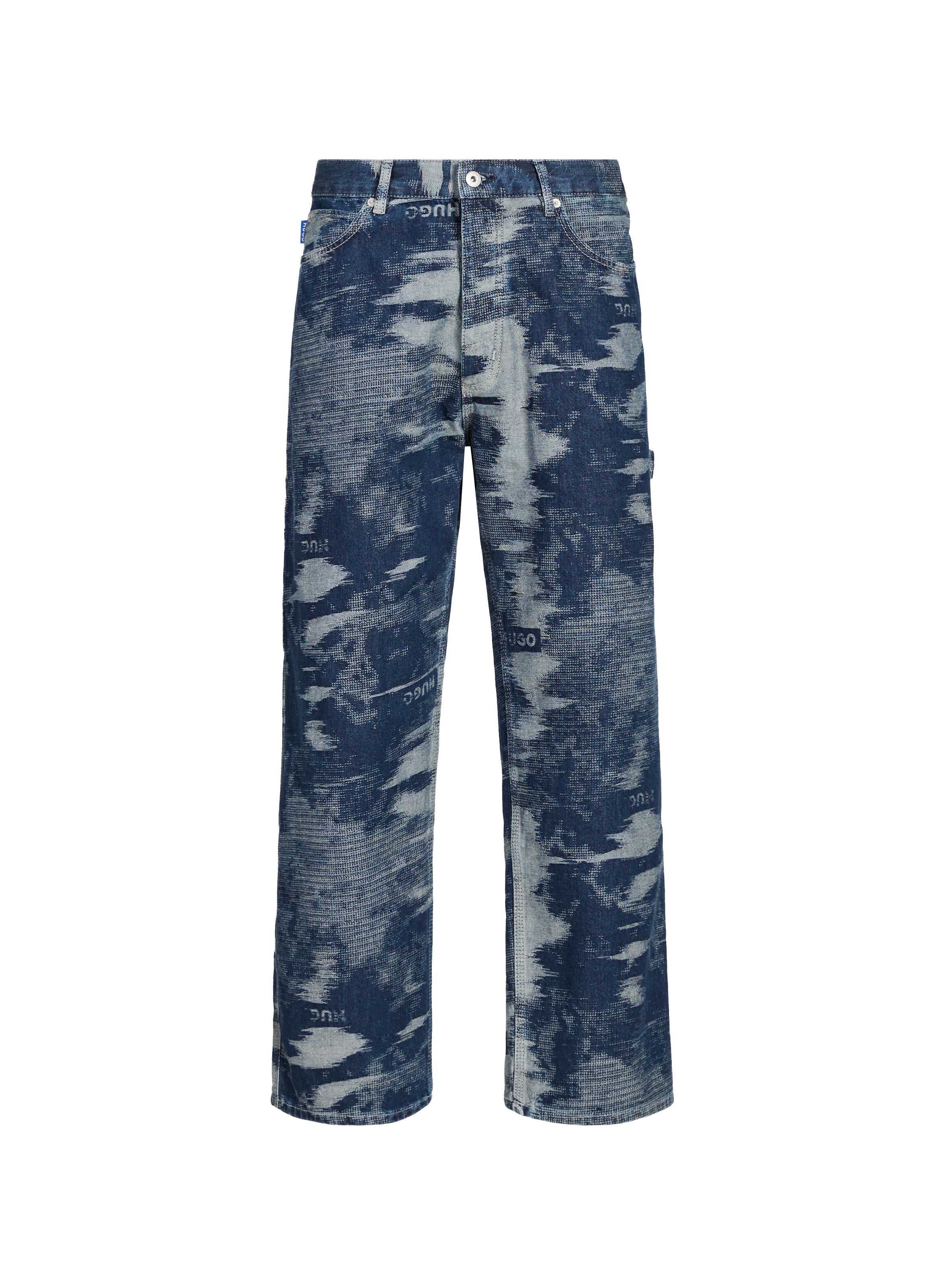 Jacquard cotton straight leg carpenter jeans HUGO BLUE Blue